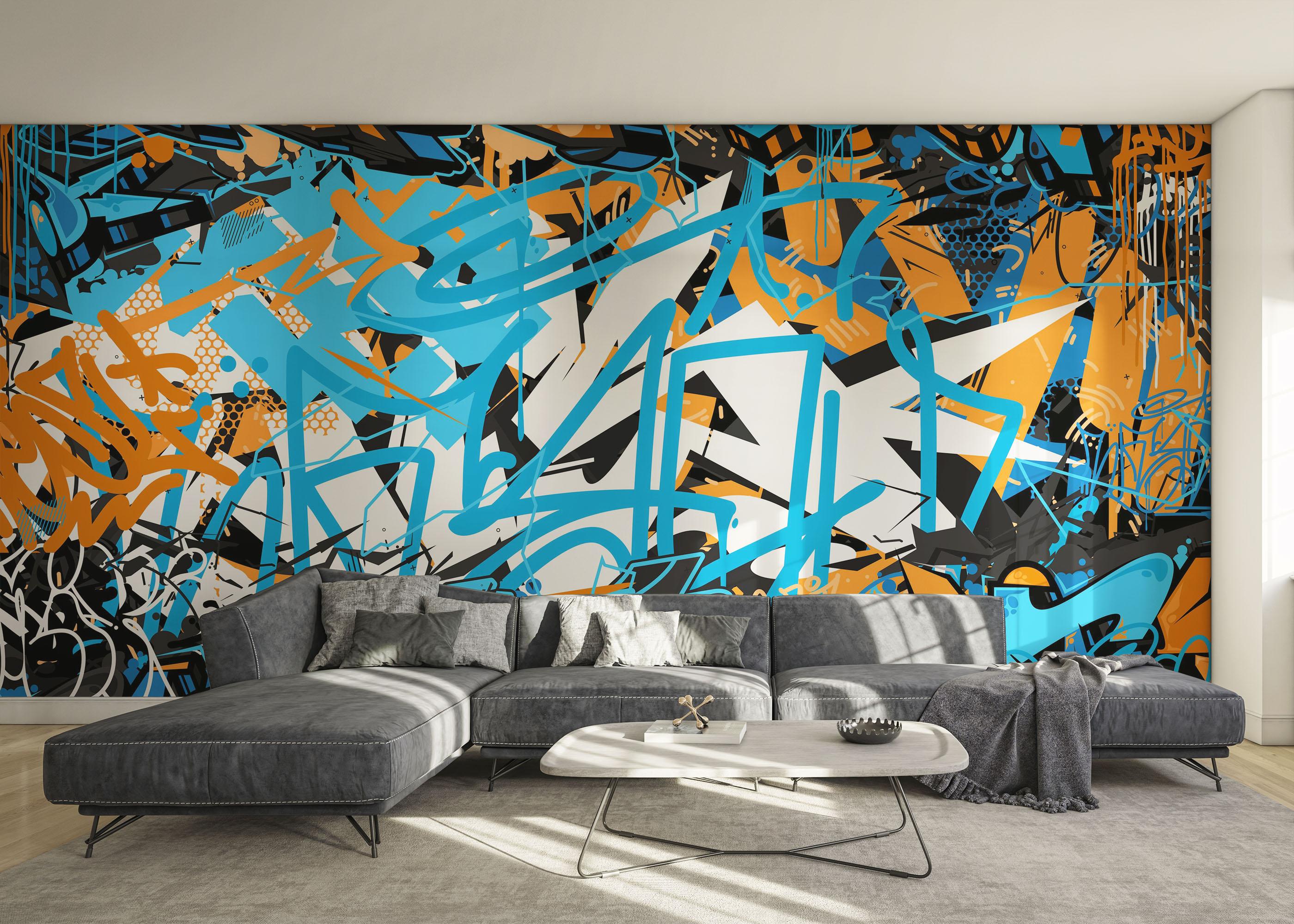 Fototapet Blue Graffiti Tag mockup 0