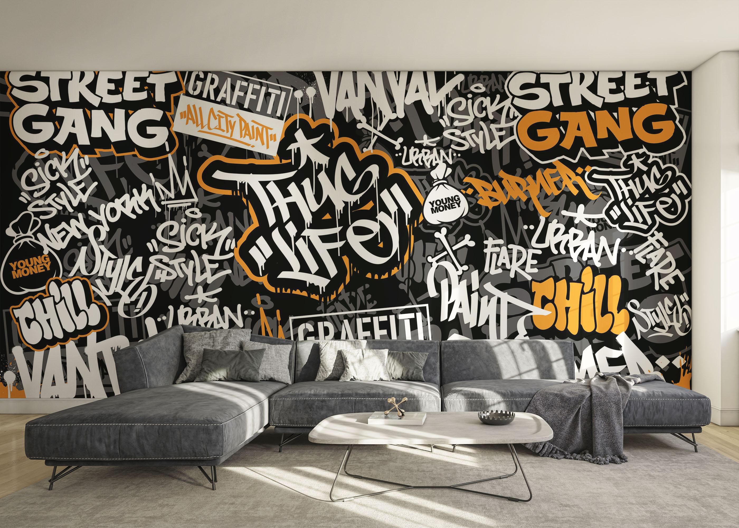 Fototapet Chill Orange Graffiti mockup 0