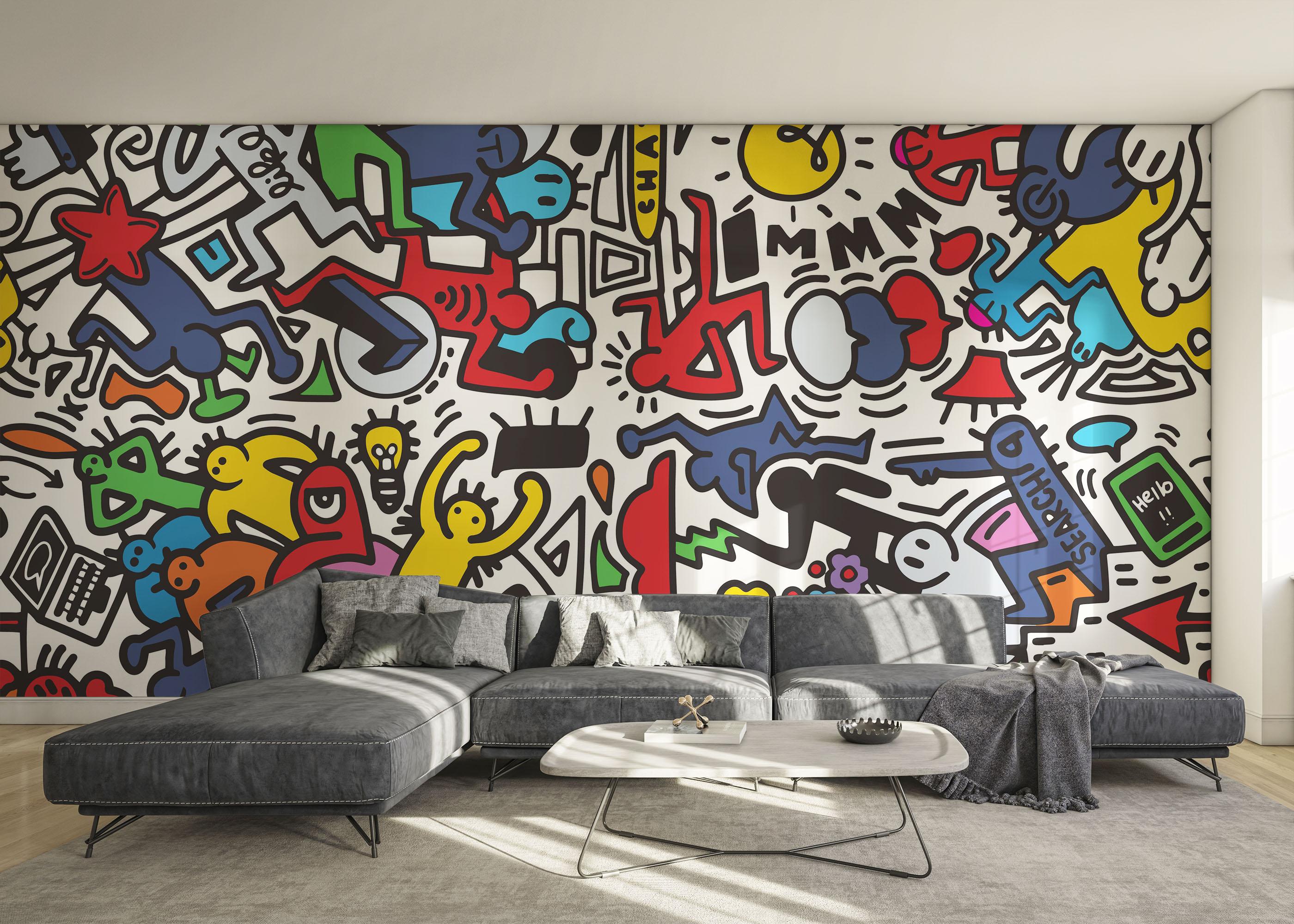 Fototapet Colorful Doodle Graffiti mockup 0