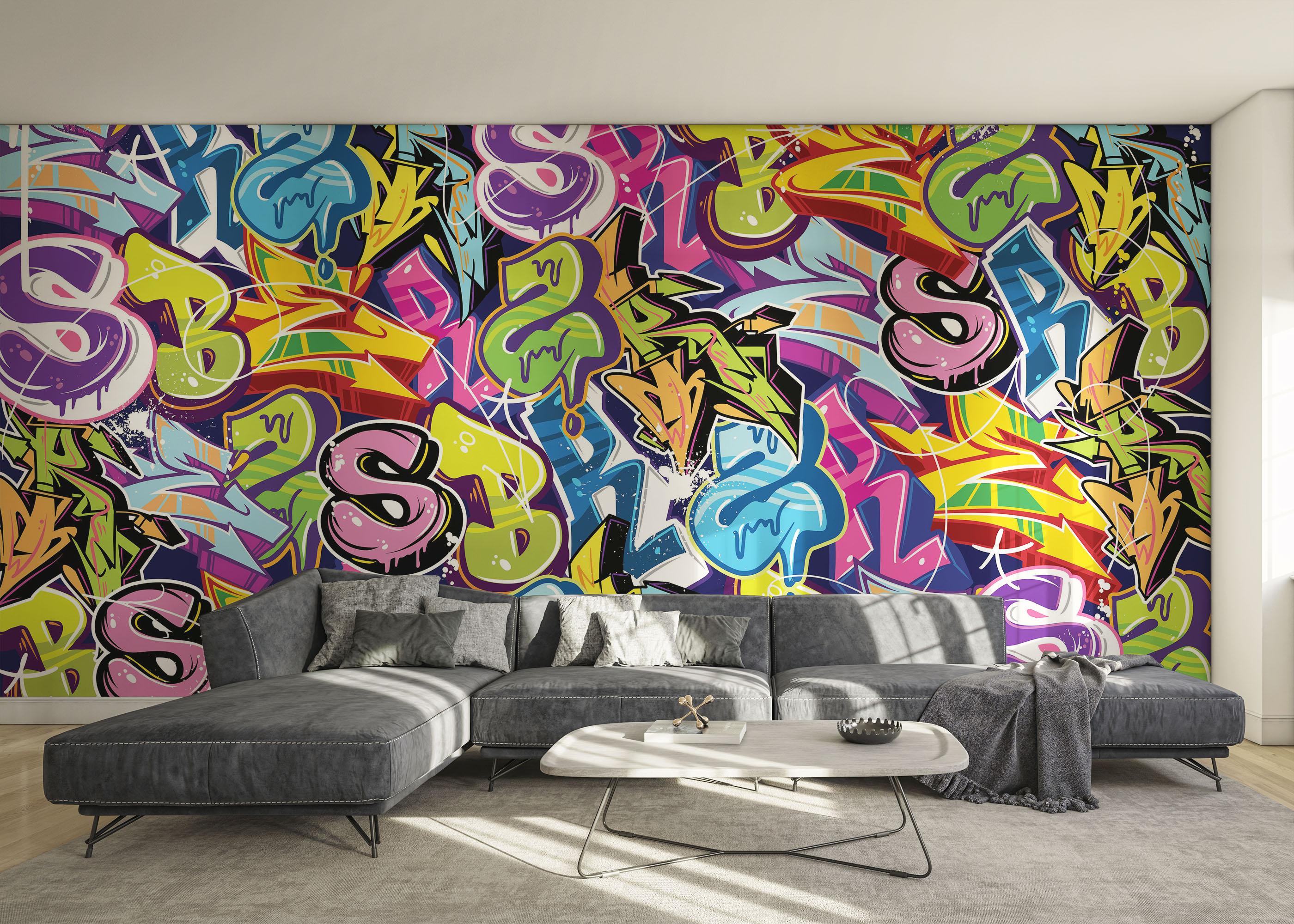 Fototapet Colorful Lettter Graffiti mockup 0