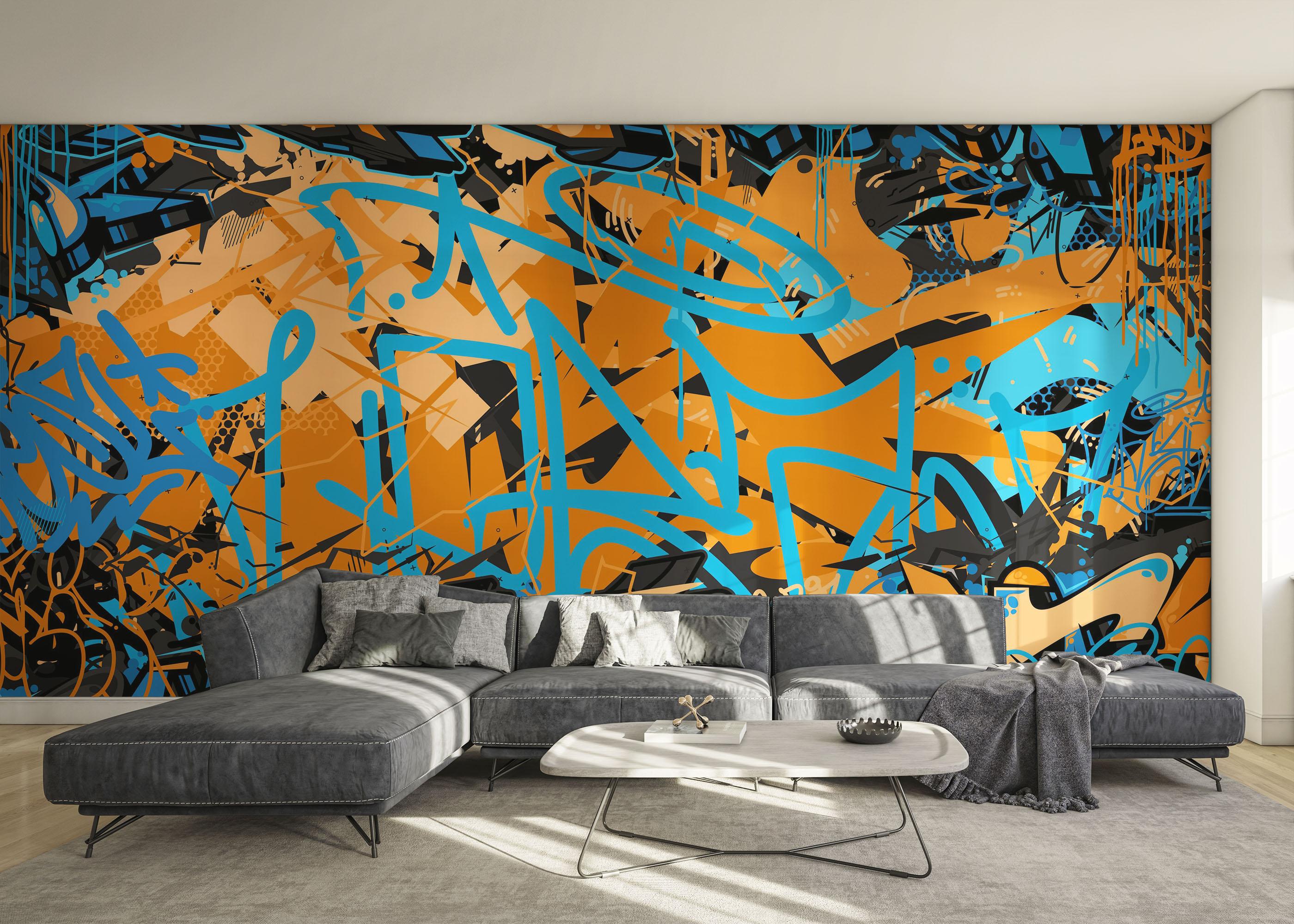 Fototapet Dark Orange Graffiti mockup 0