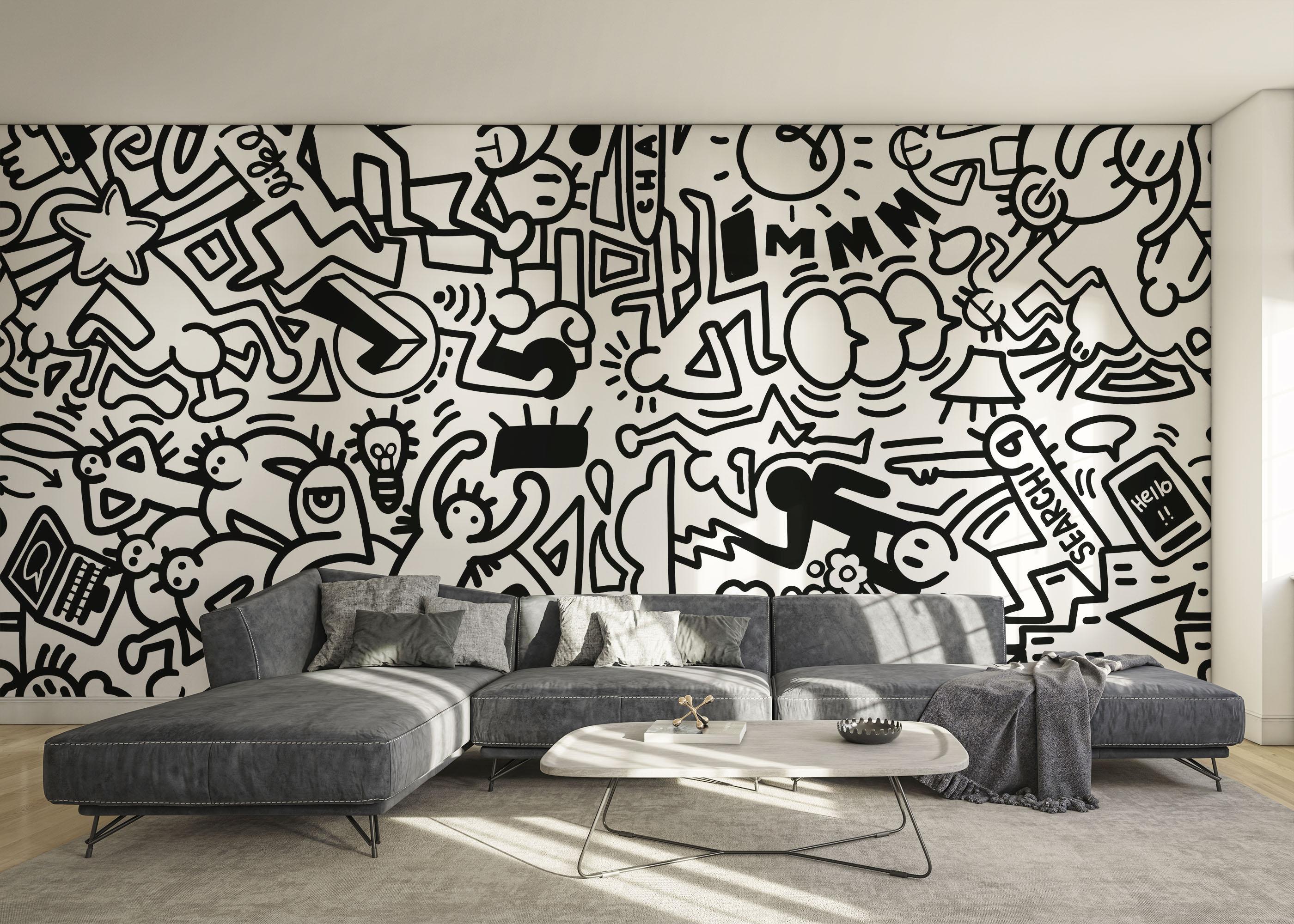 Fototapet Follow Graffiti Doodle mockup 0