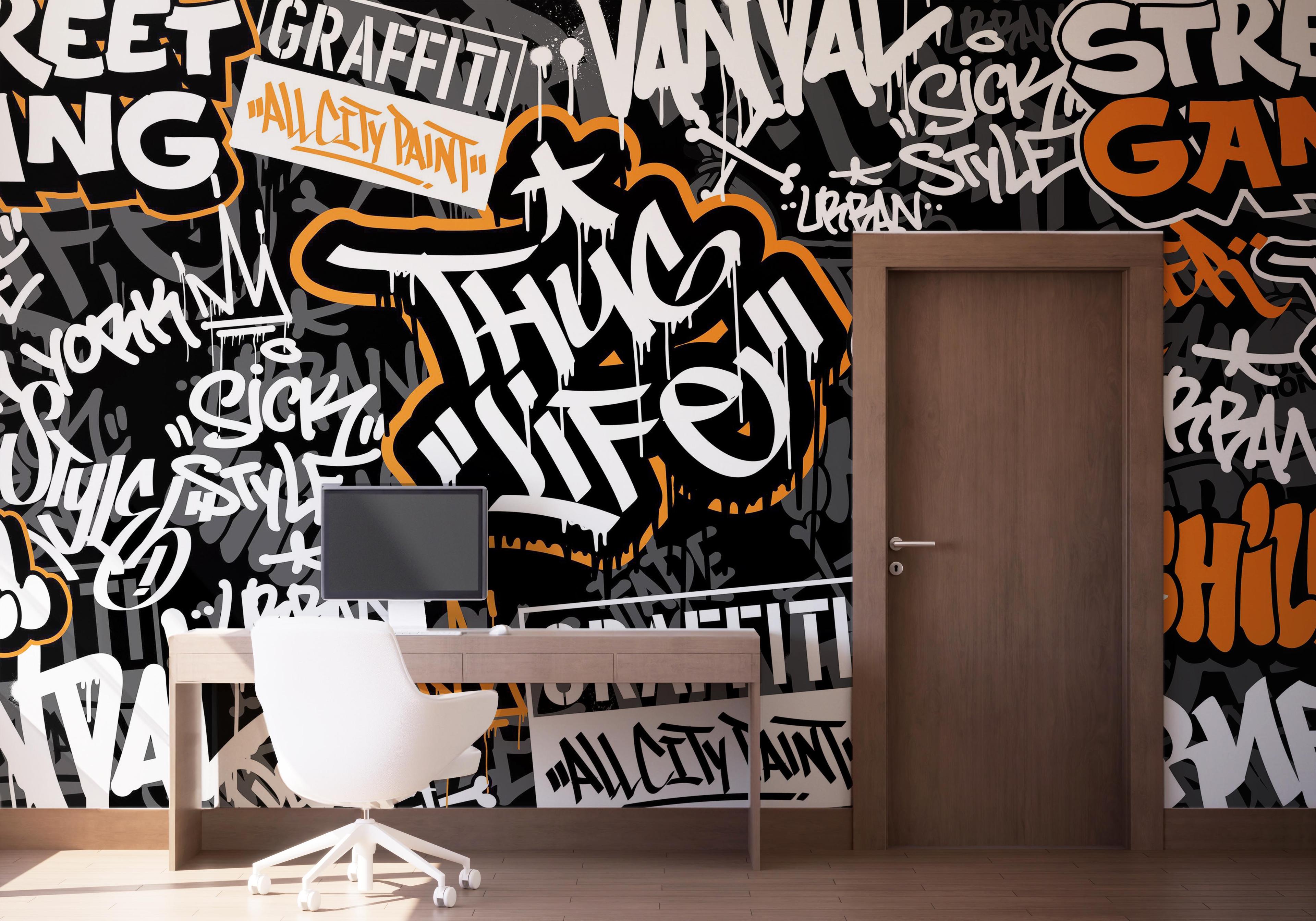 Fototapet Chill Orange Graffiti mockup 1