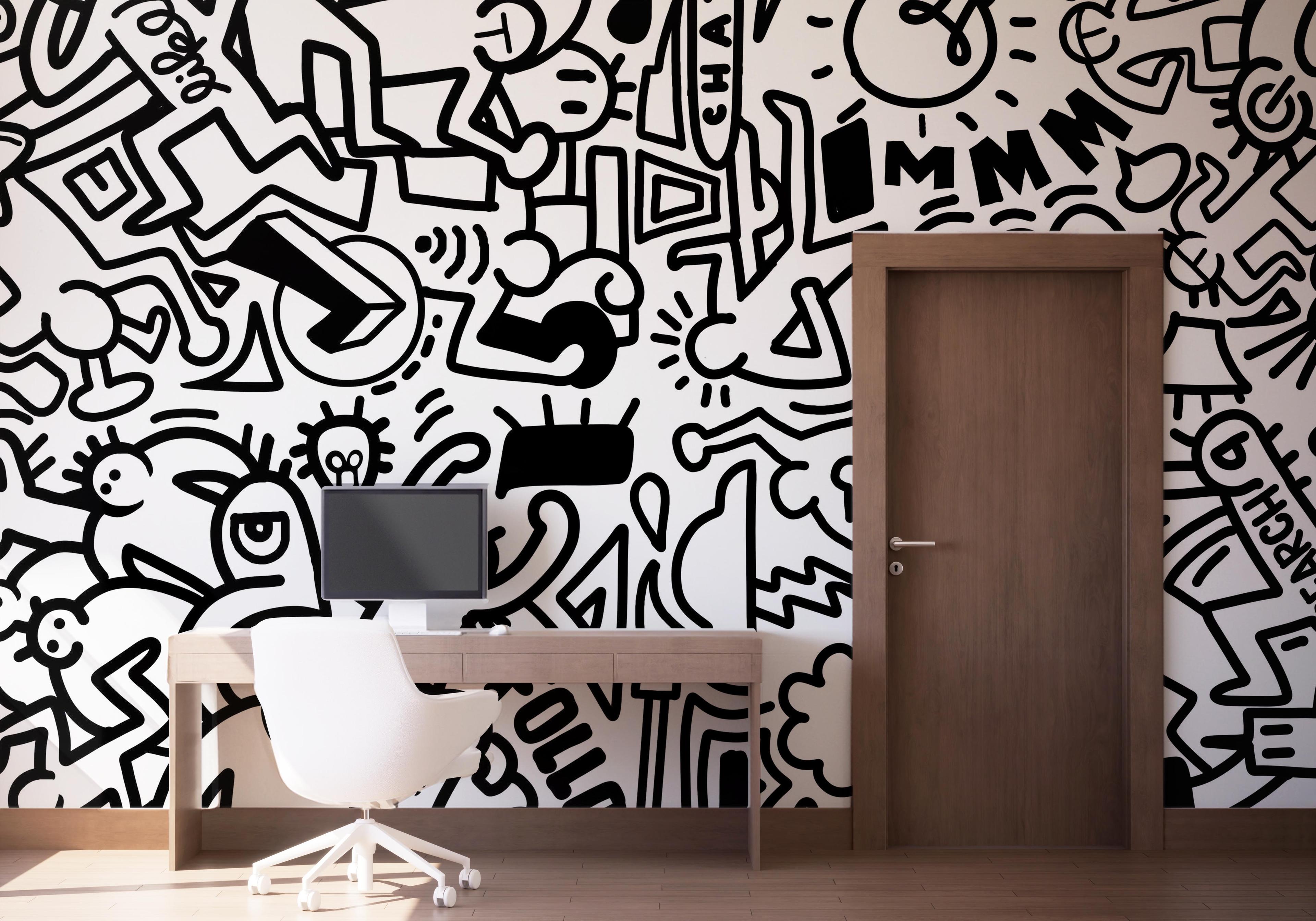 Fototapet Follow Graffiti Doodle mockup 1