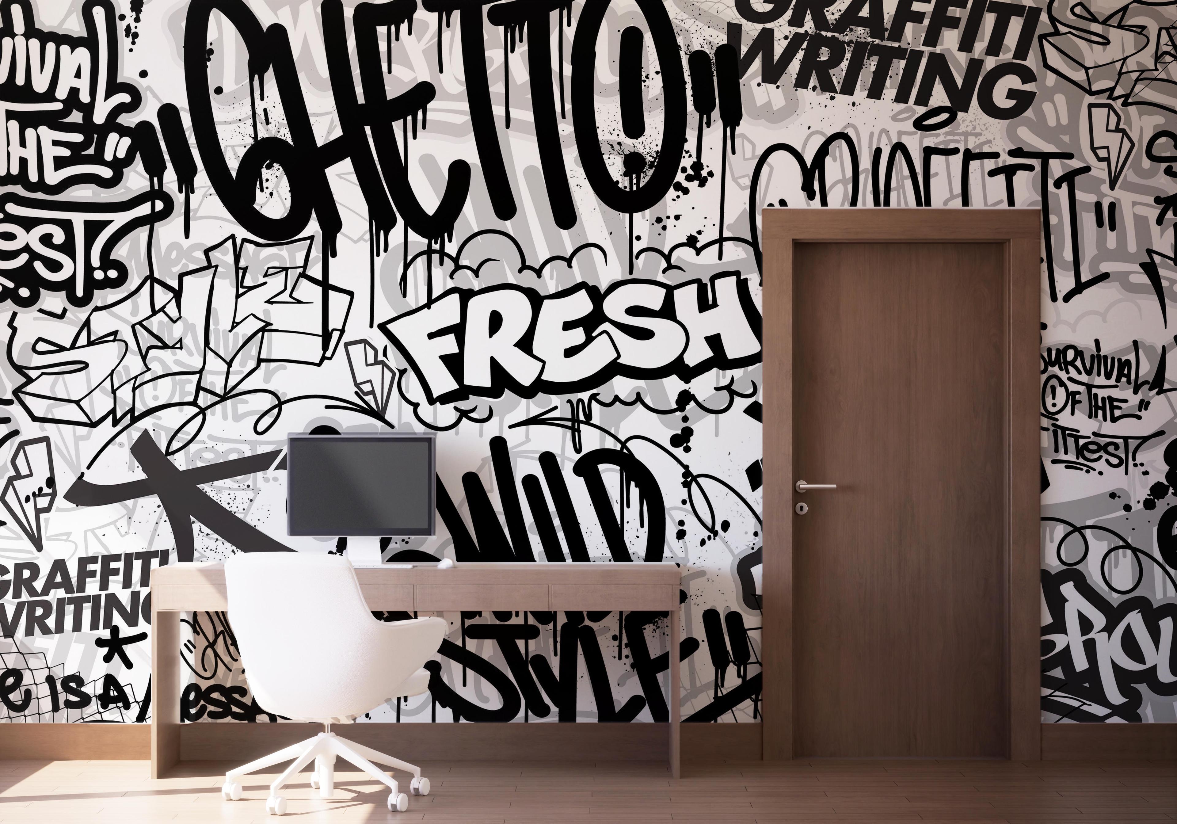Fototapet Fresh Graffiti Art mockup 1