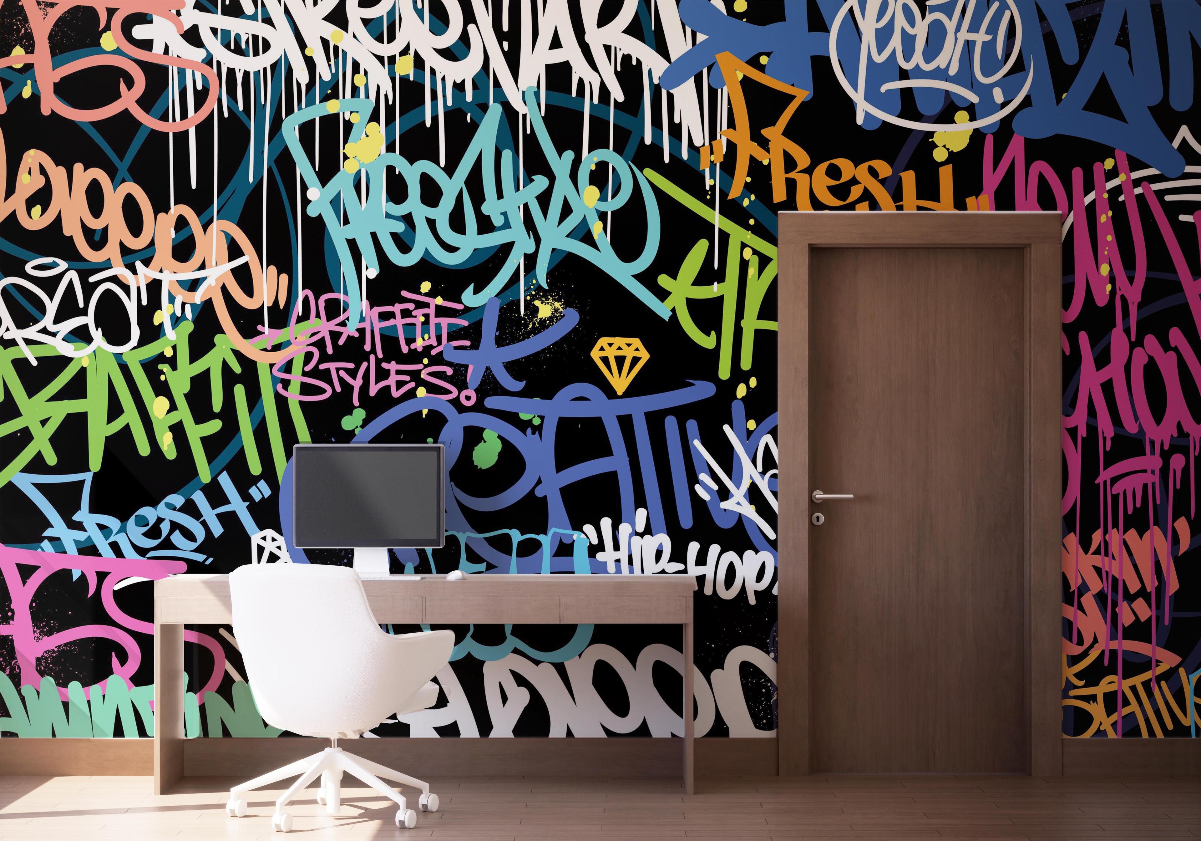 Fototapet Graffiti Color Tags mockup 1