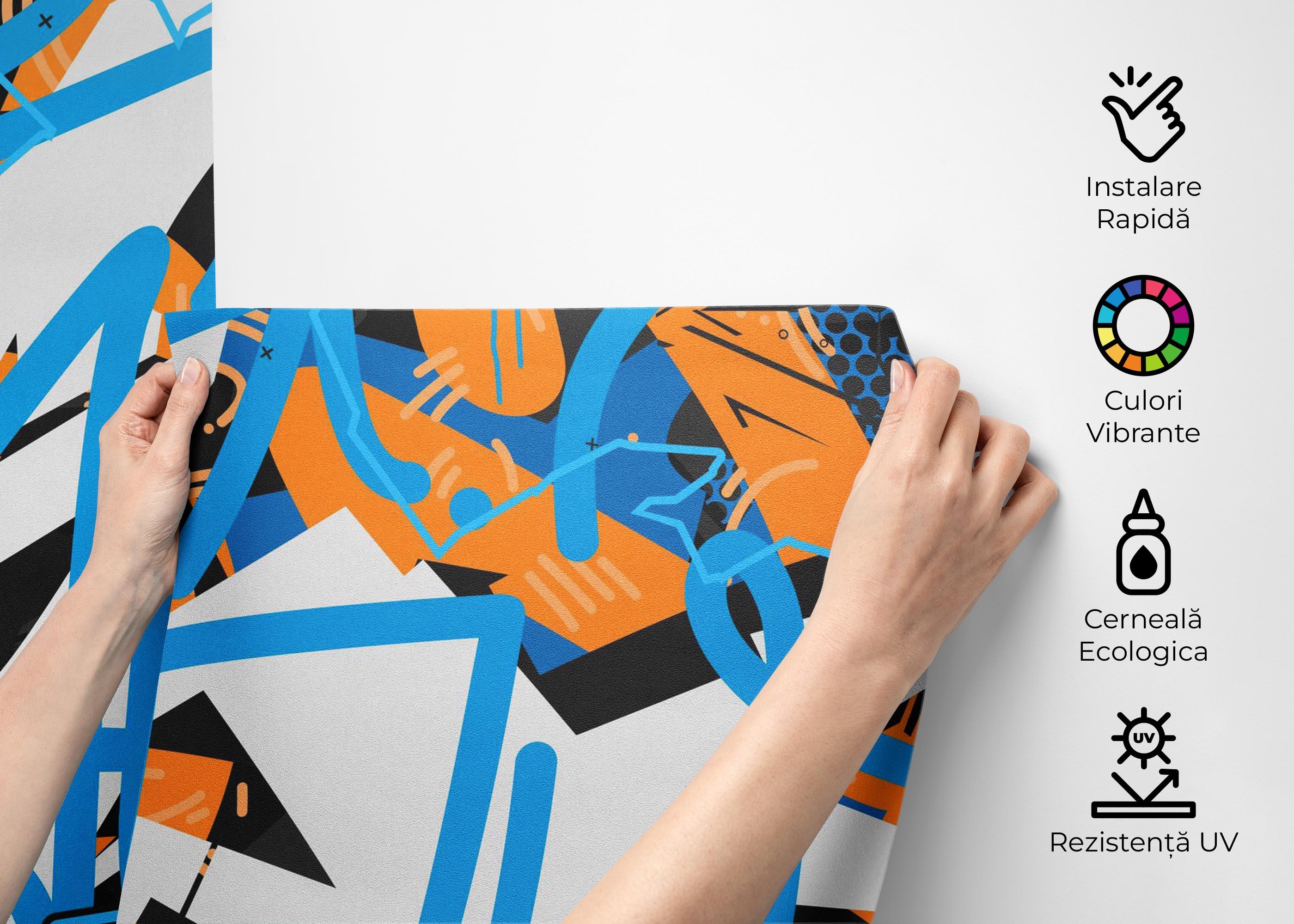 Fototapet Blue Graffiti Tag mockup 2