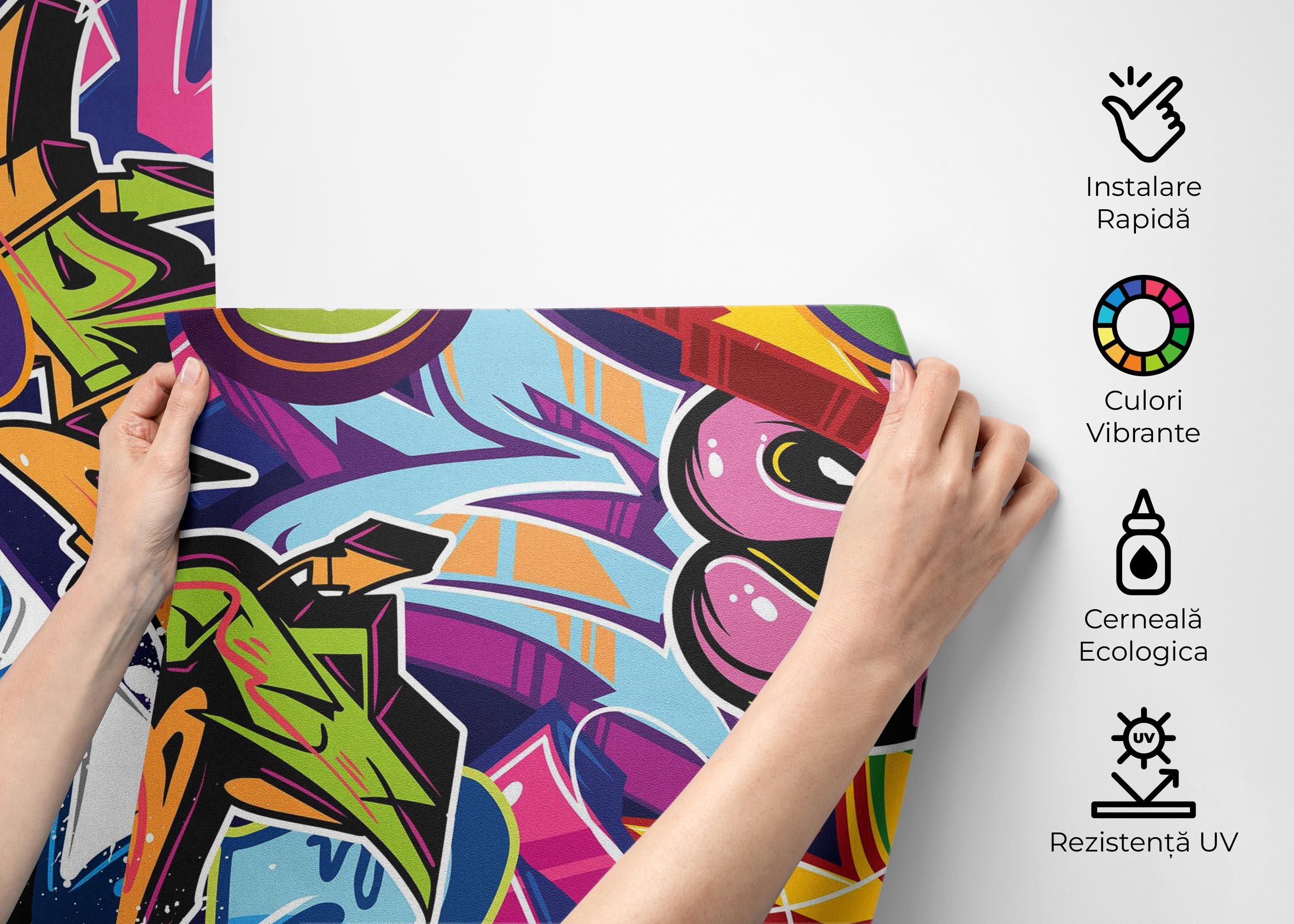 Fototapet Colorful Lettter Graffiti mockup 2