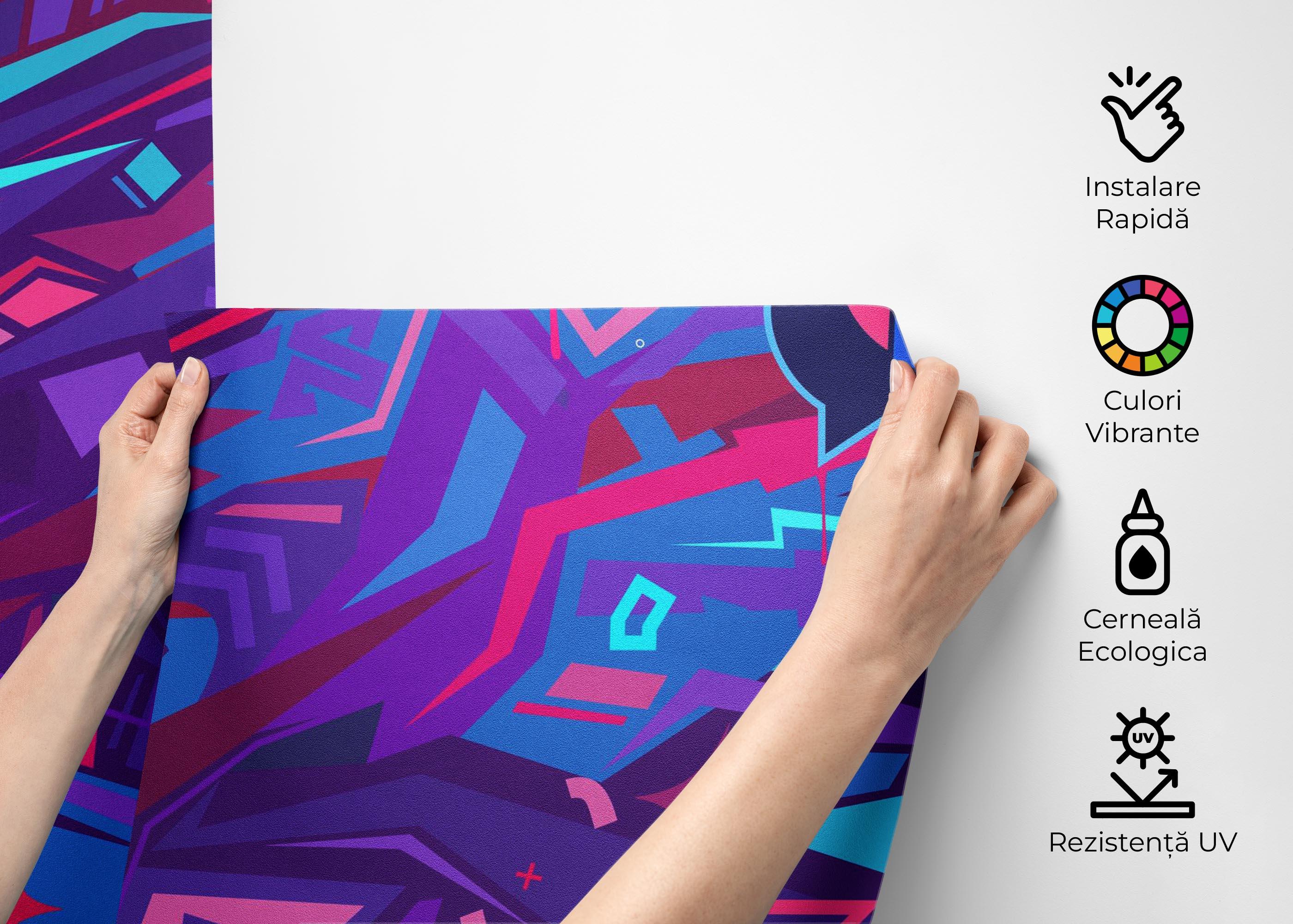 Fototapet Graffiti Blue Purple mockup 2