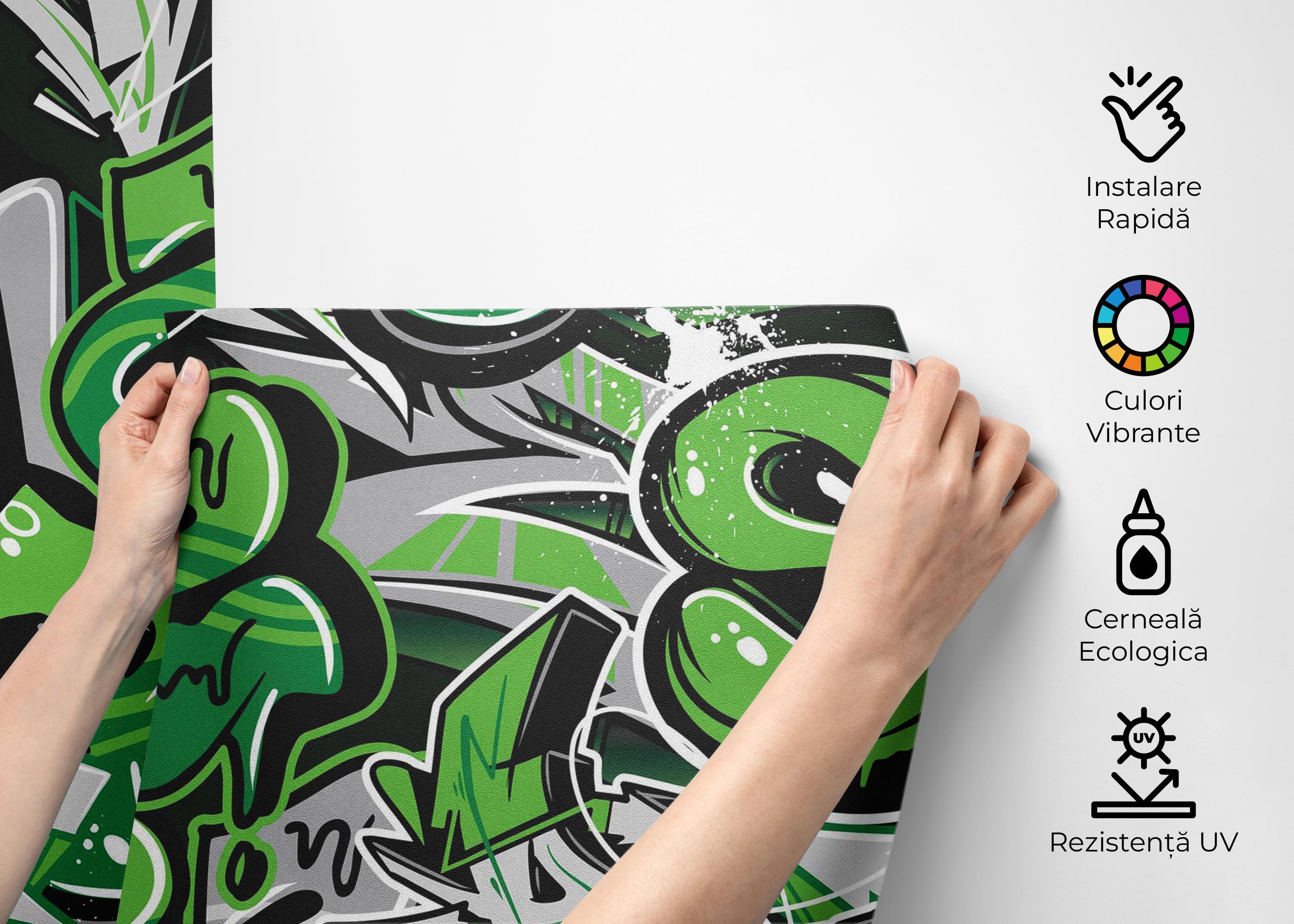 Fototapet Green Letters Graffiti mockup 2