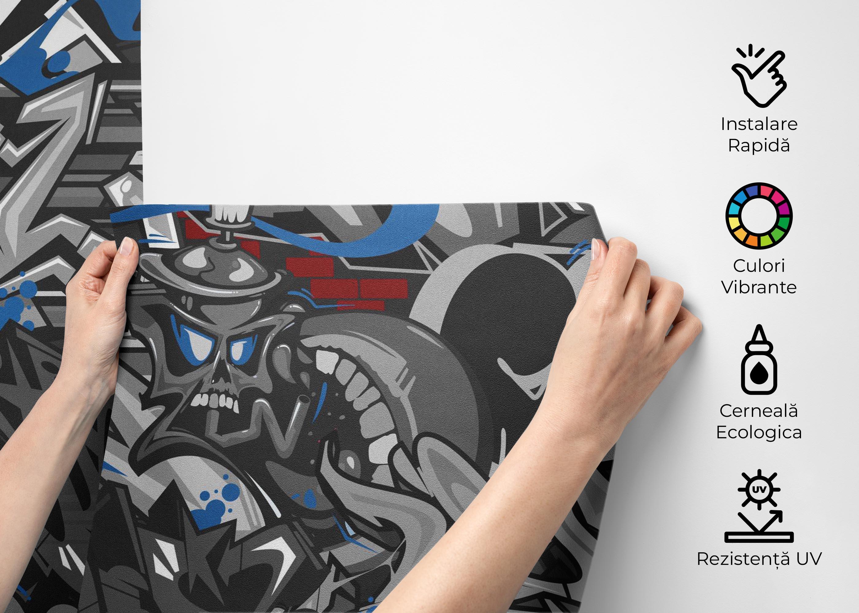 Fototapet Grey Black Graffiti mockup 2