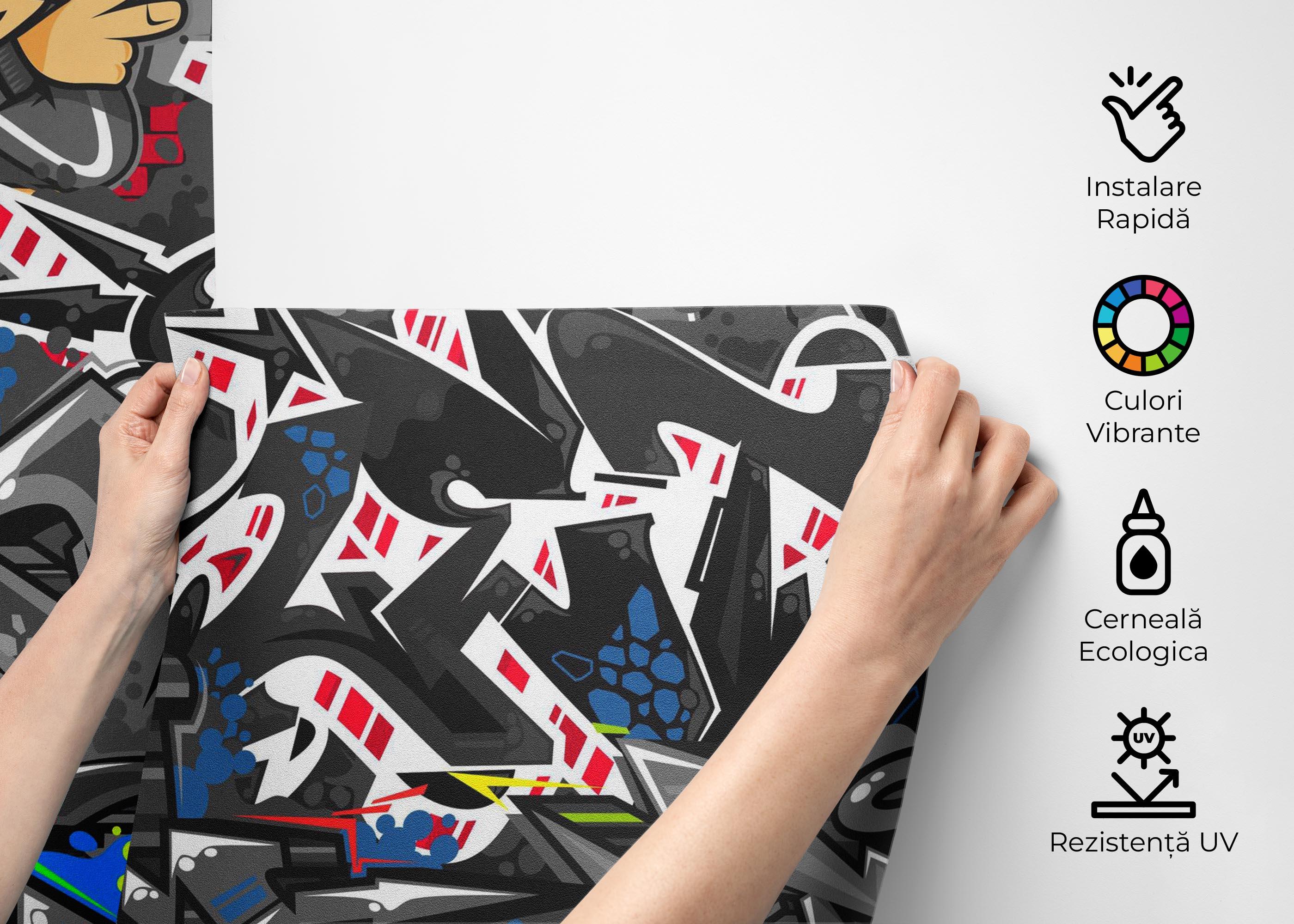 Fototapet Grey Graffiti Skull mockup 2