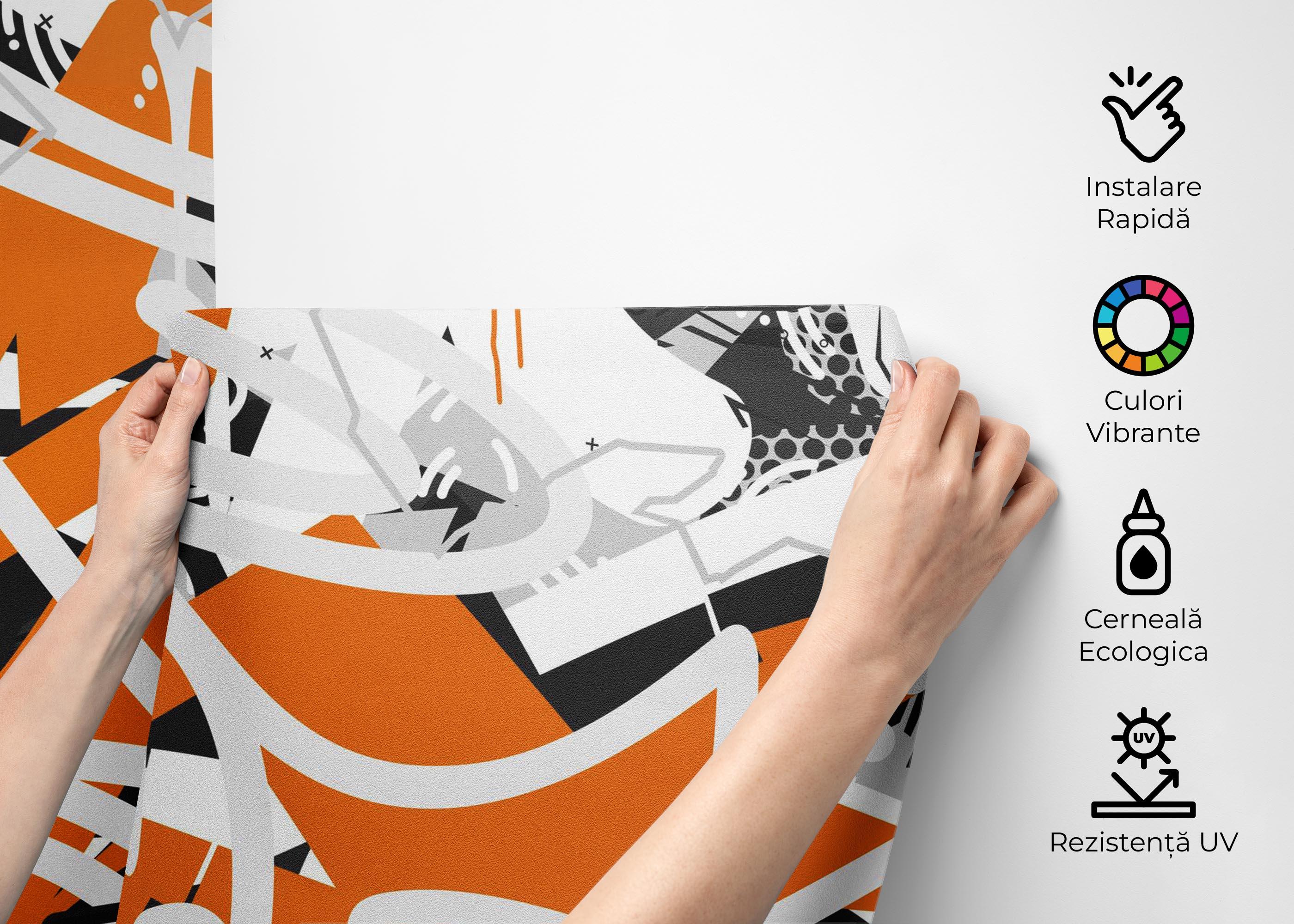 Fototapet Orange Grey Graffiti mockup 2