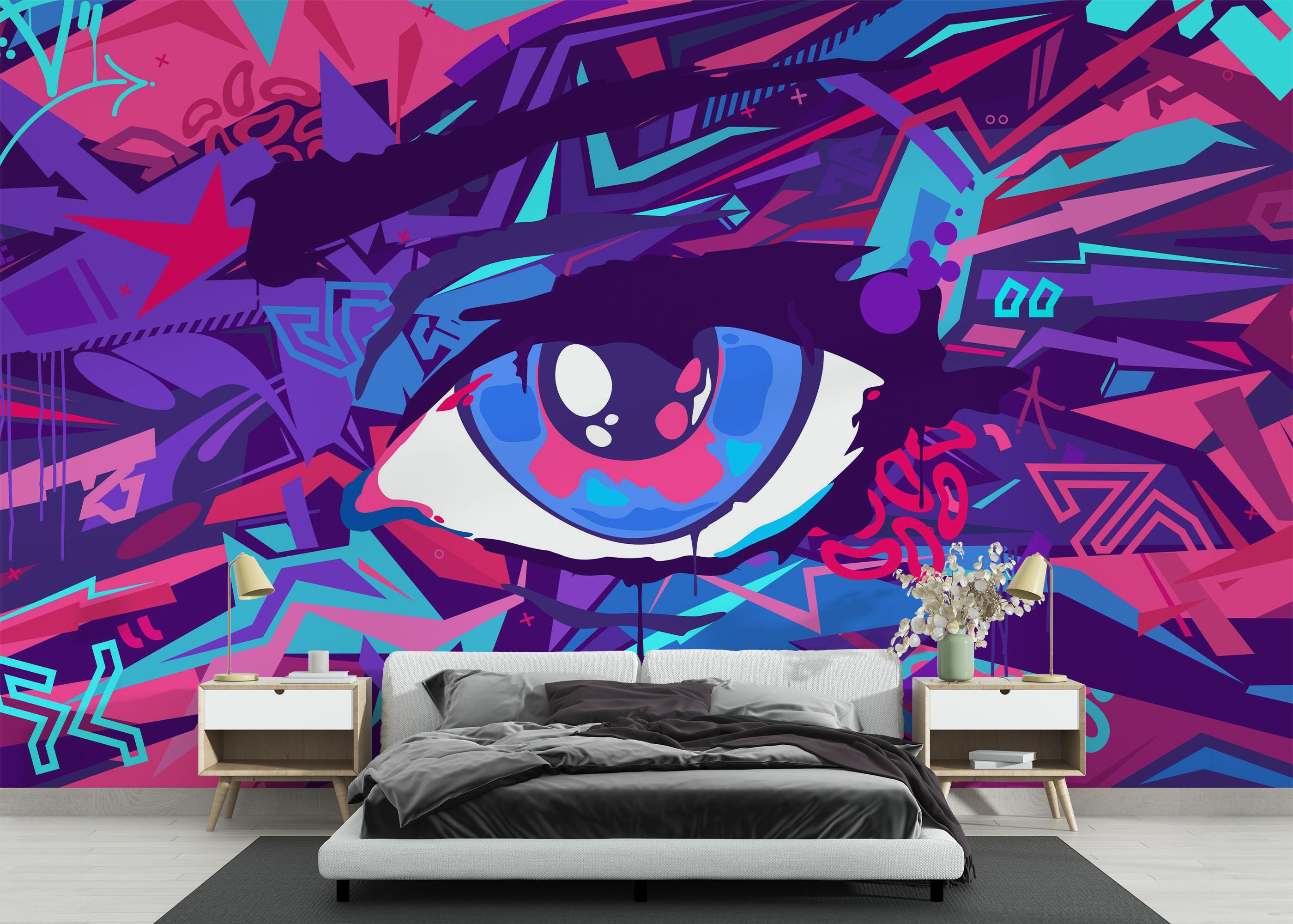 Fototapet Blue Eyes Graffiti mockup 3