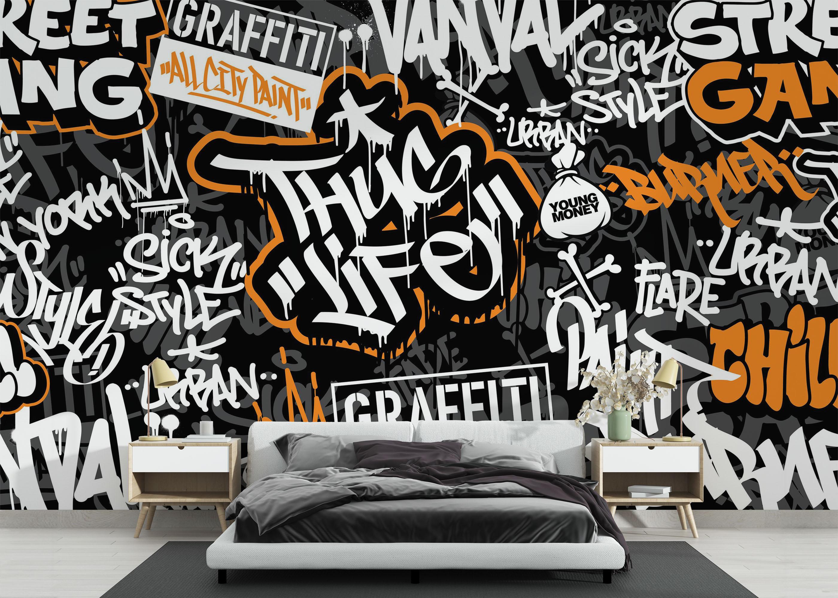 Fototapet Chill Orange Graffiti mockup 3