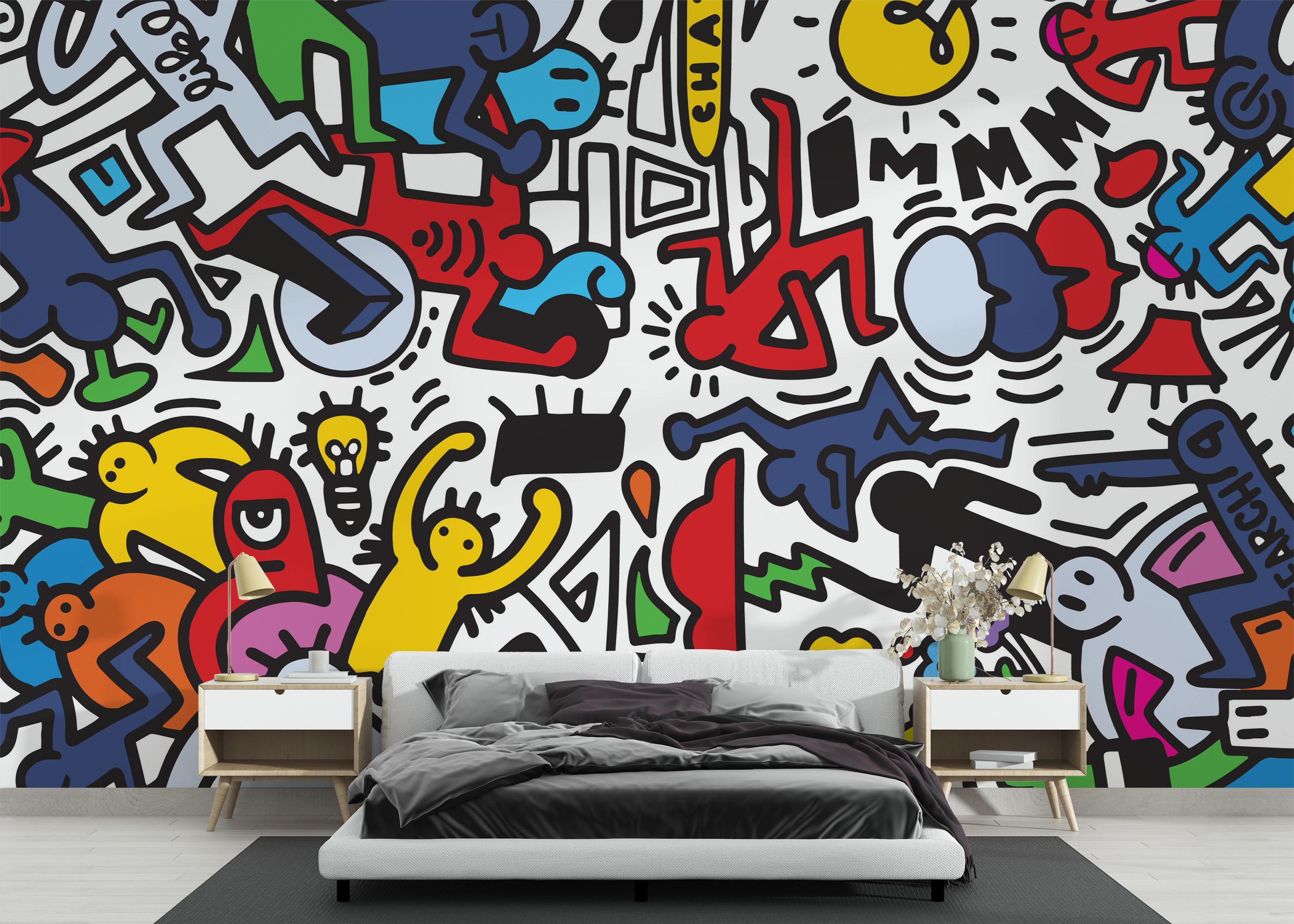 Fototapet Colorful Doodle Graffiti mockup 3