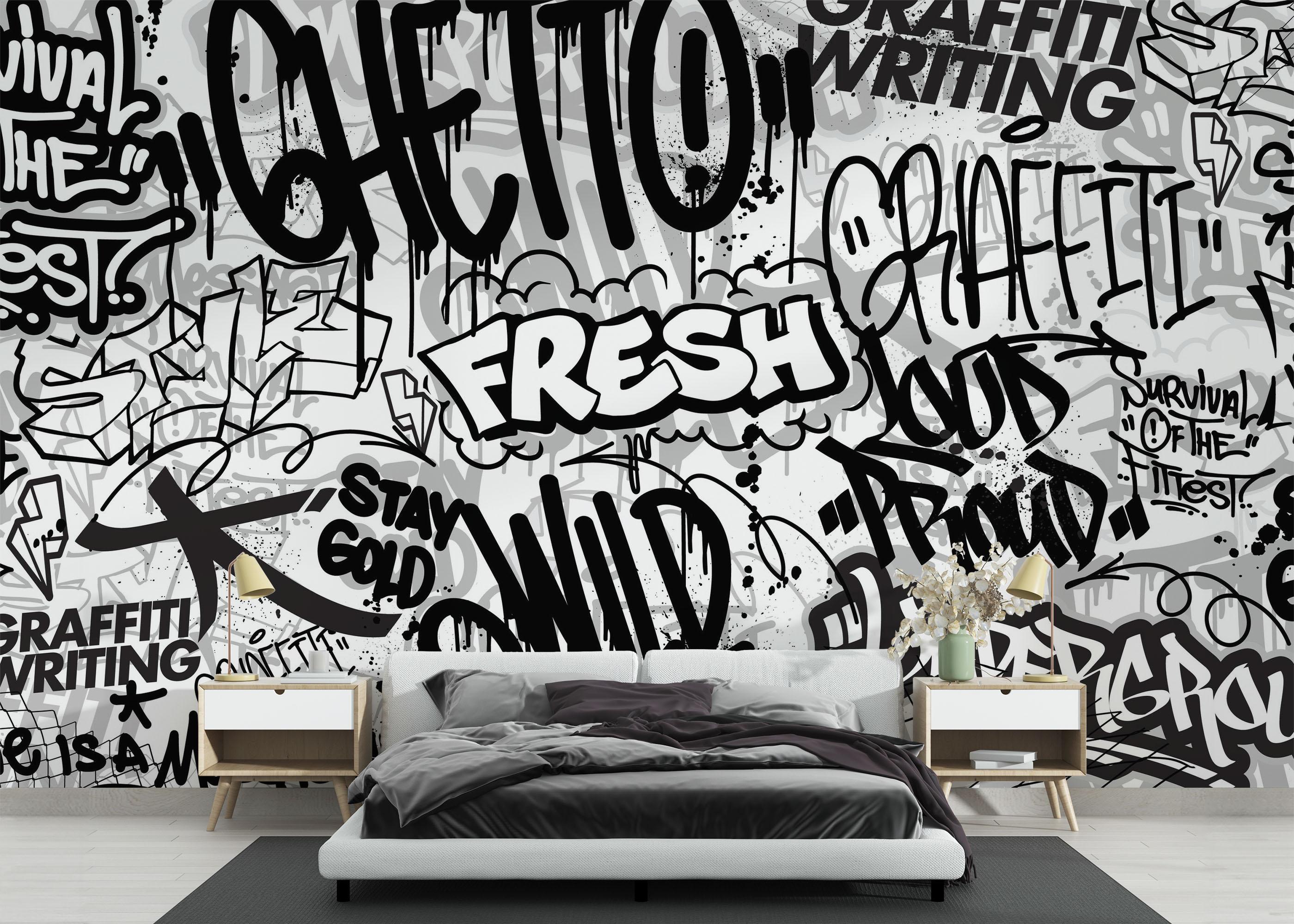 Fototapet Fresh Graffiti Art mockup 3