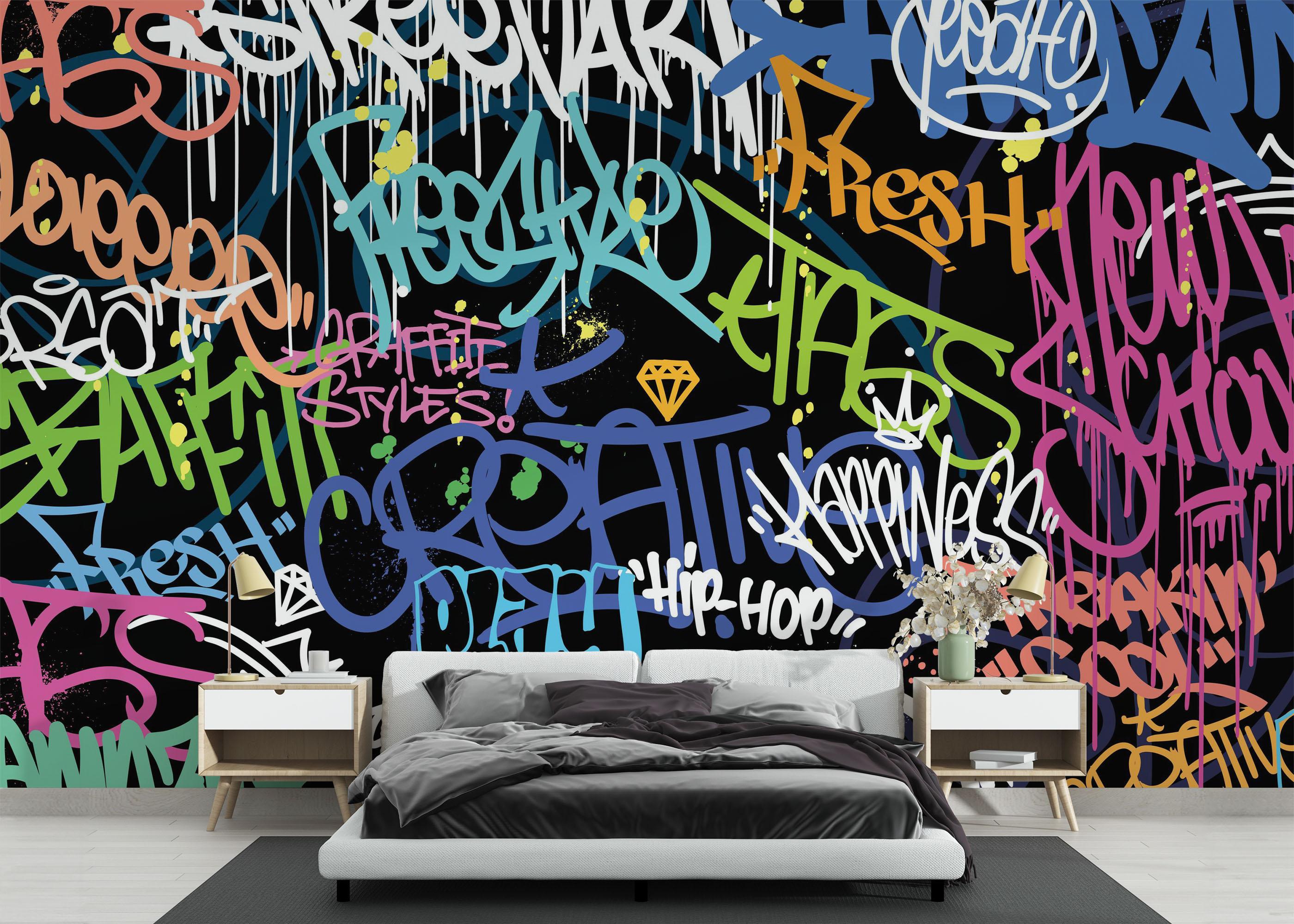 Fototapet Graffiti Color Tags mockup 3
