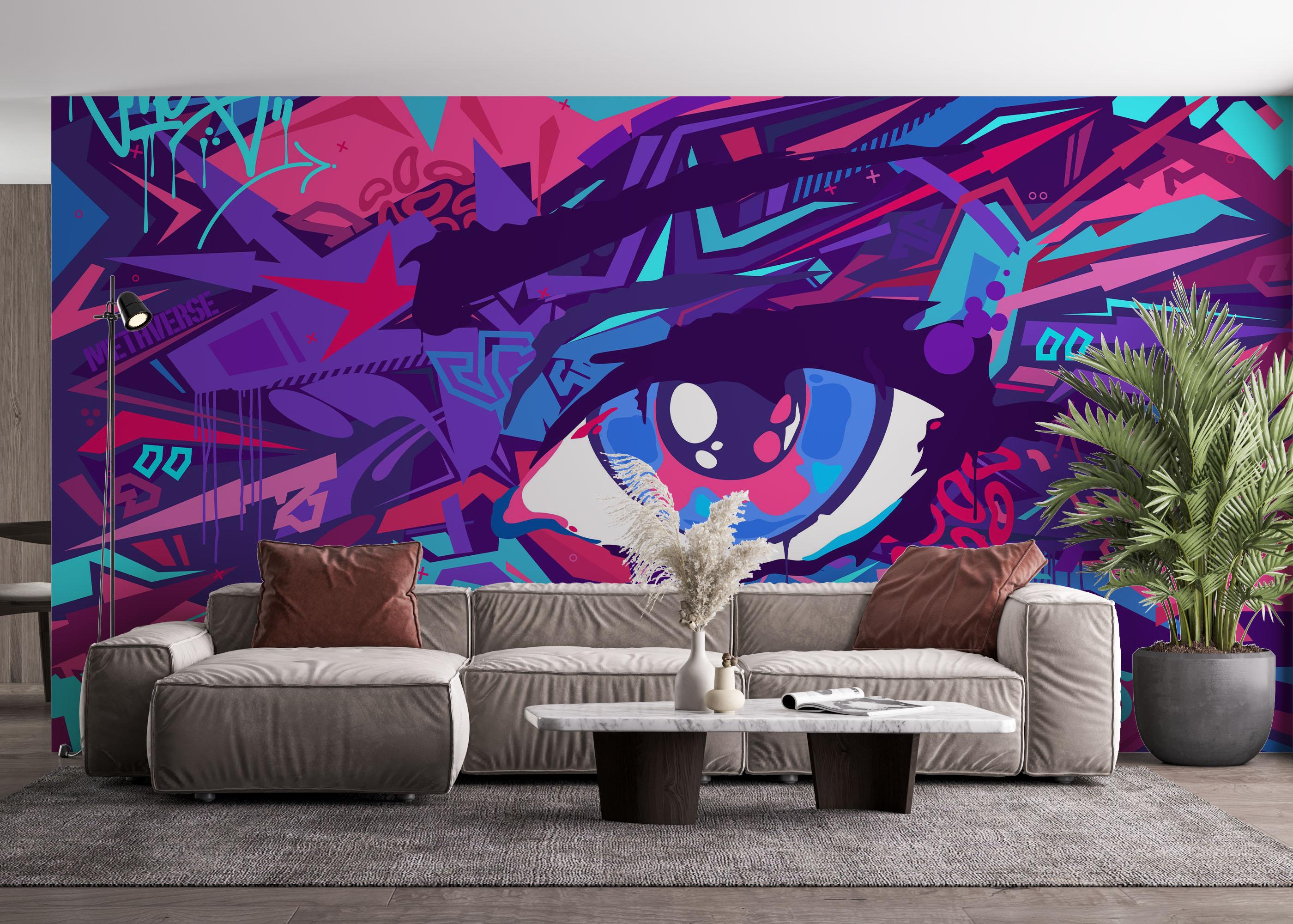 Fototapet Blue Eyes Graffiti mockup 4