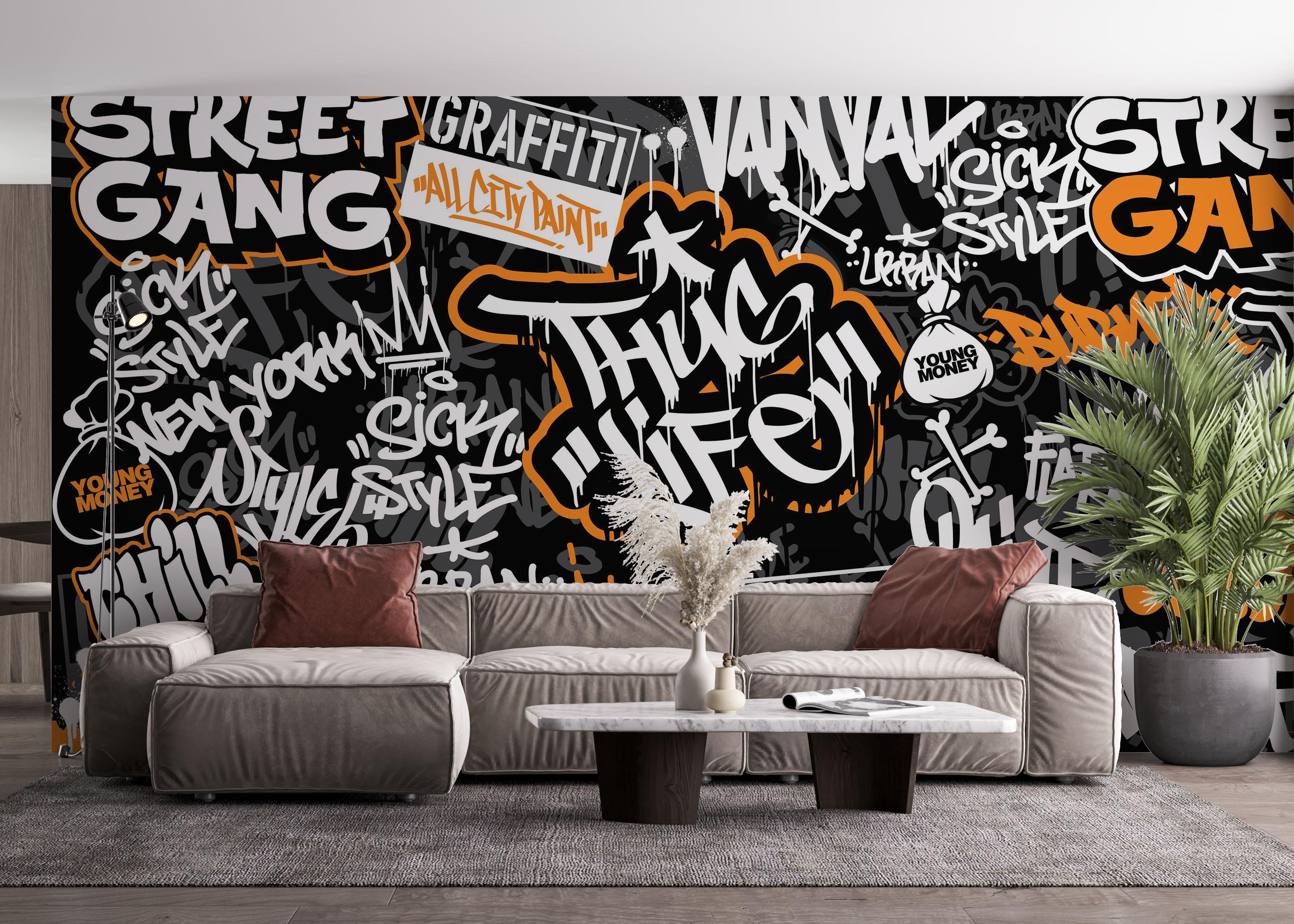 Fototapet Chill Orange Graffiti mockup 4