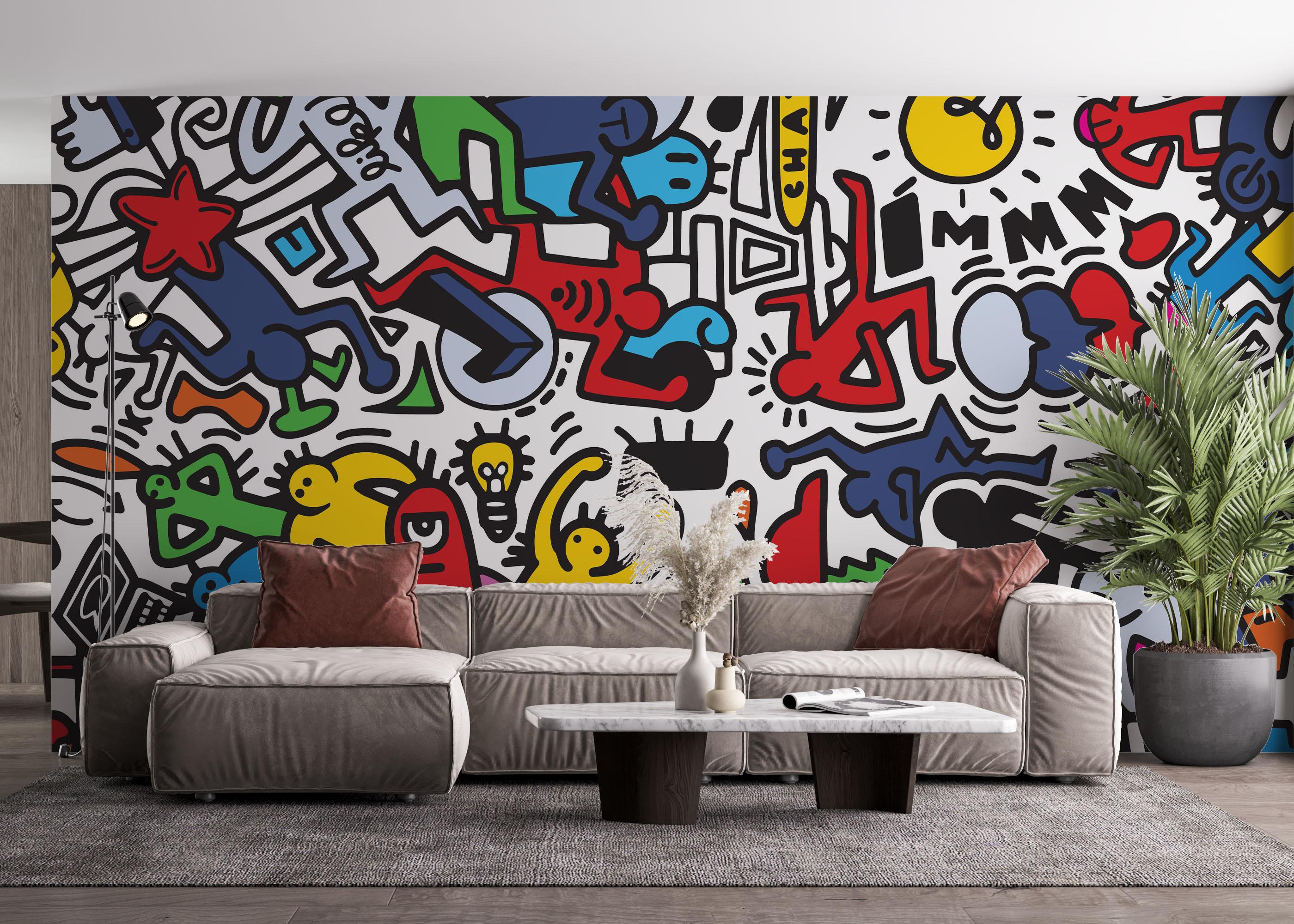 Fototapet Colorful Doodle Graffiti mockup 4