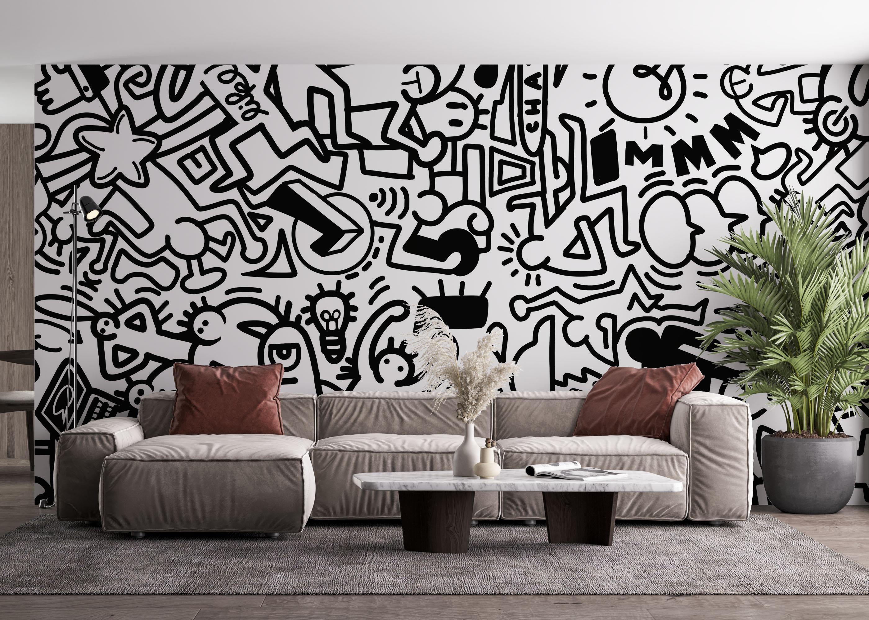 Fototapet Follow Graffiti Doodle mockup 4