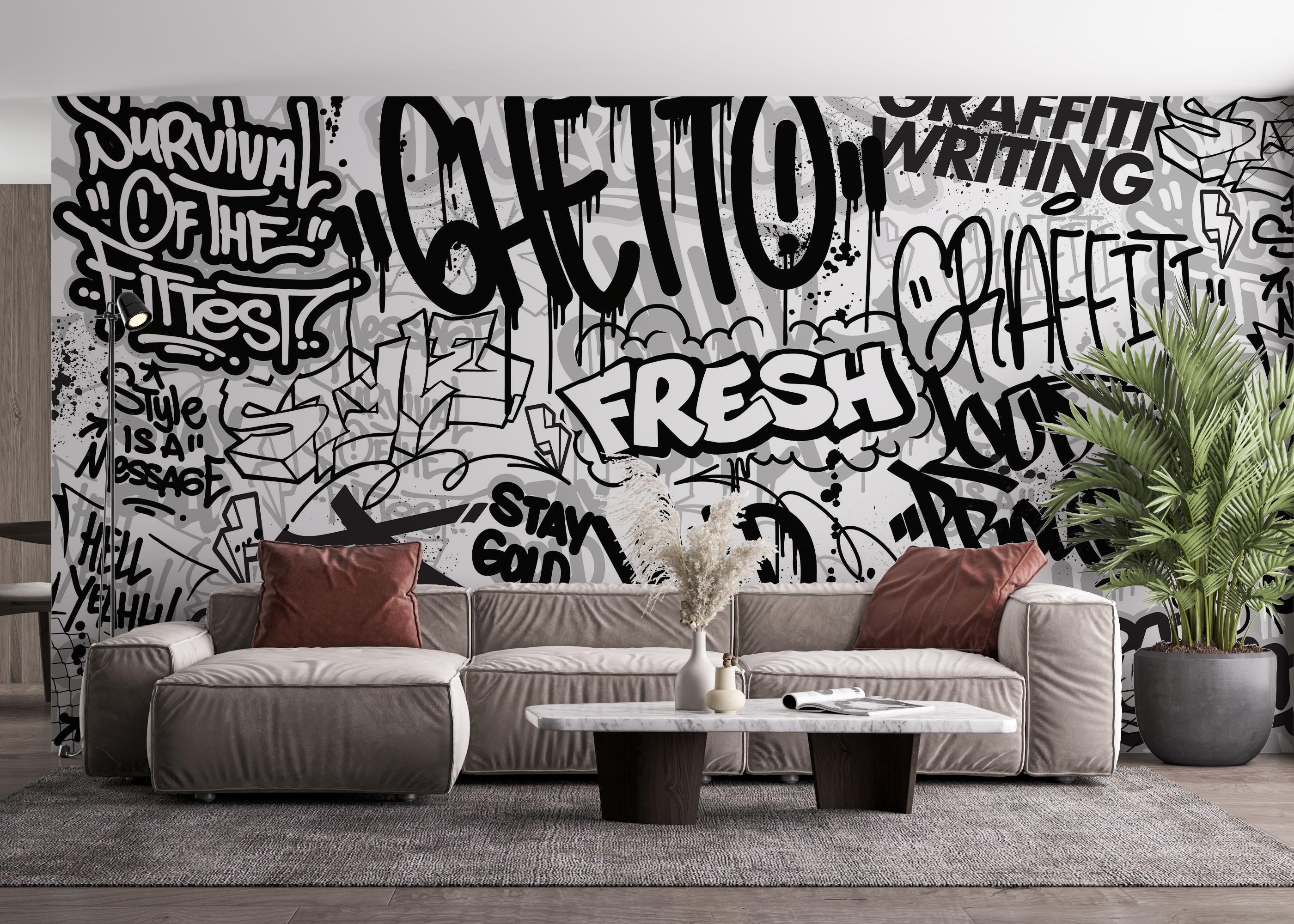 Fototapet Fresh Graffiti Art mockup 4