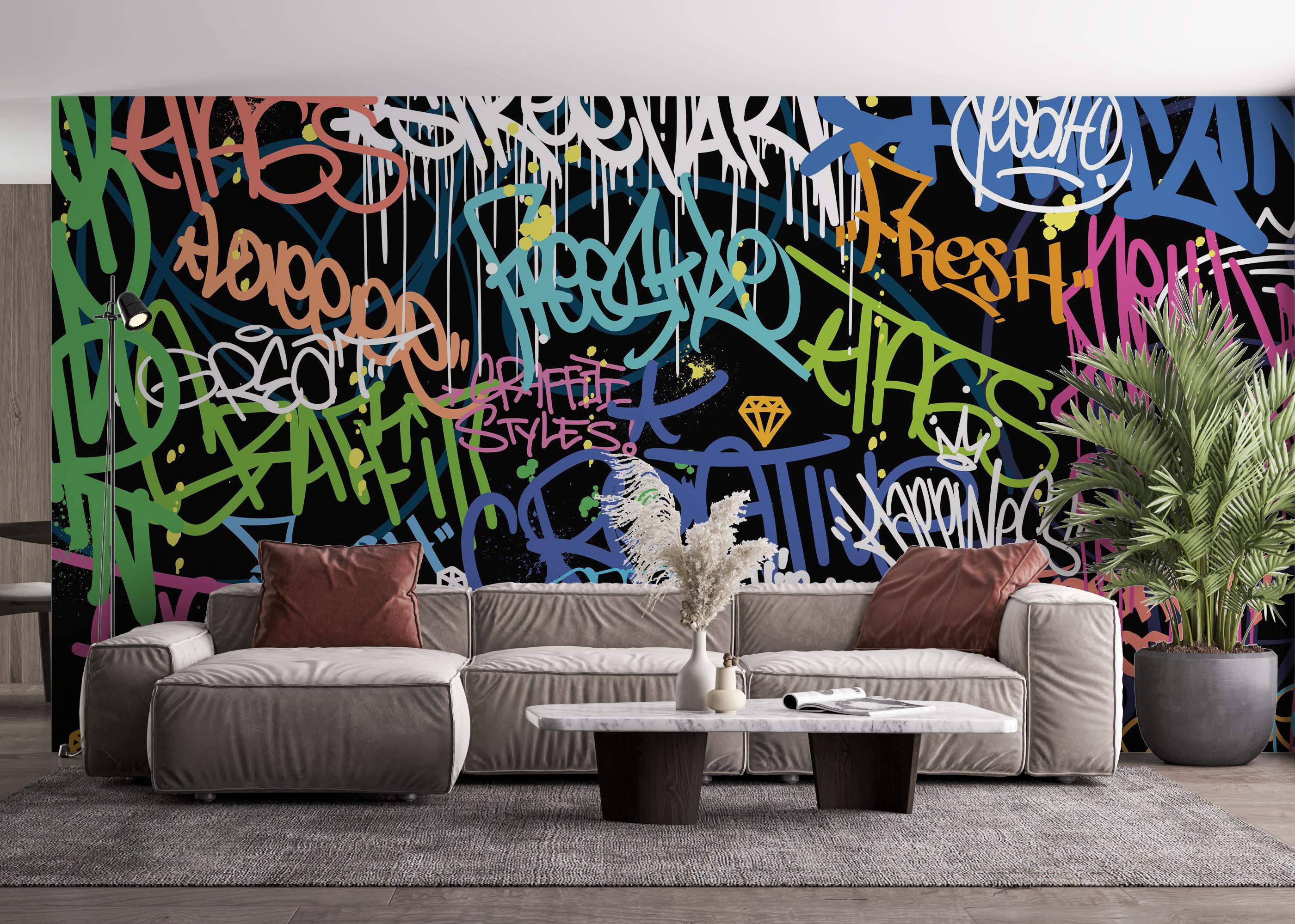 Fototapet Graffiti Color Tags mockup 4