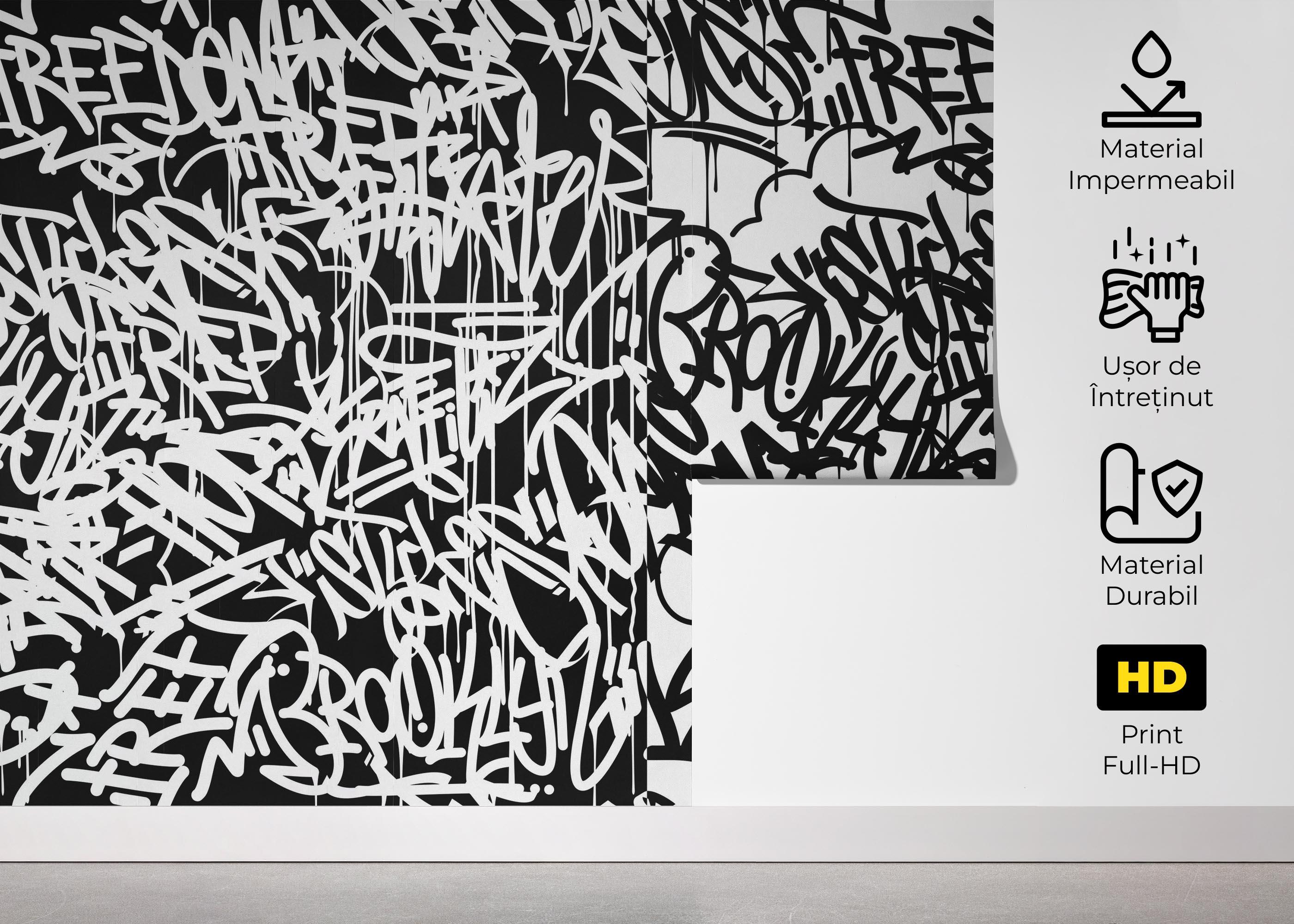 Fototapet Black White Graffiti mockup 5