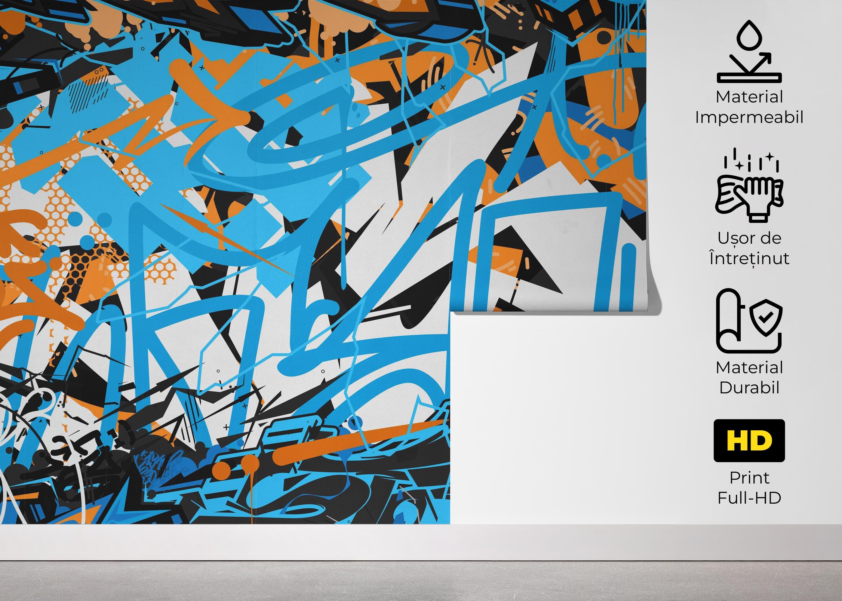 Fototapet Blue Graffiti Tag mockup 5