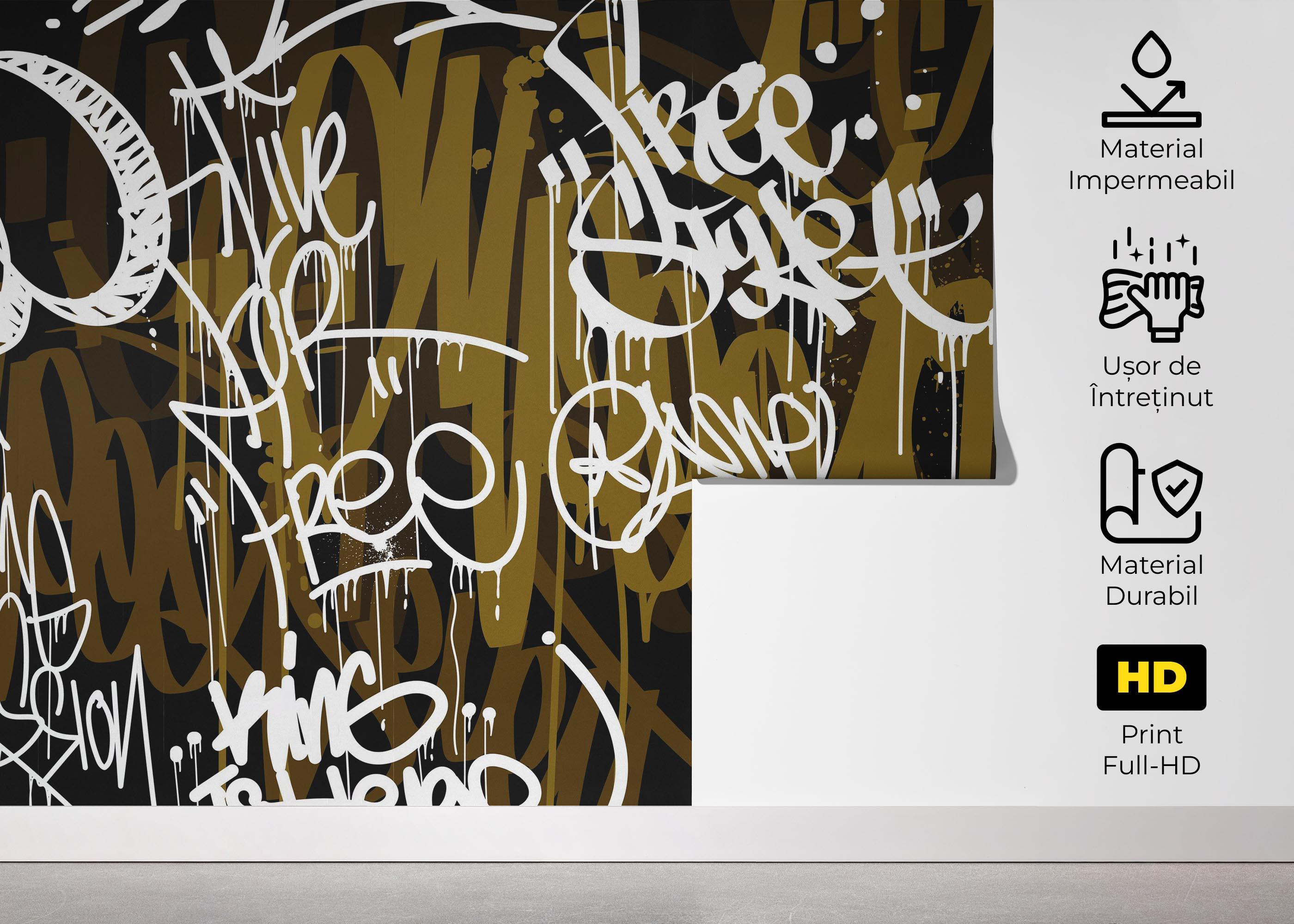 Fototapet Brown White Graffiti mockup 5