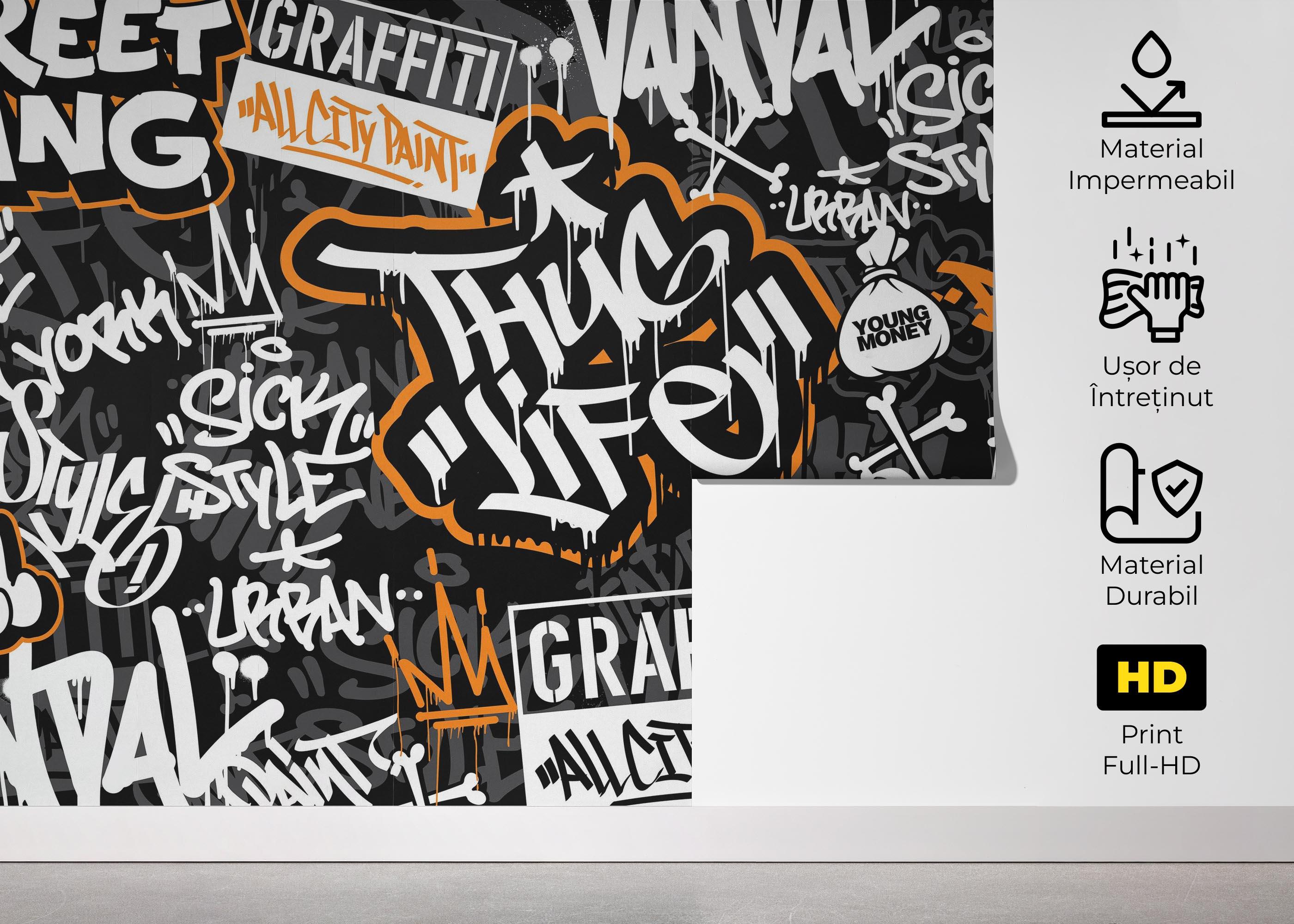 Fototapet Chill Orange Graffiti mockup 5
