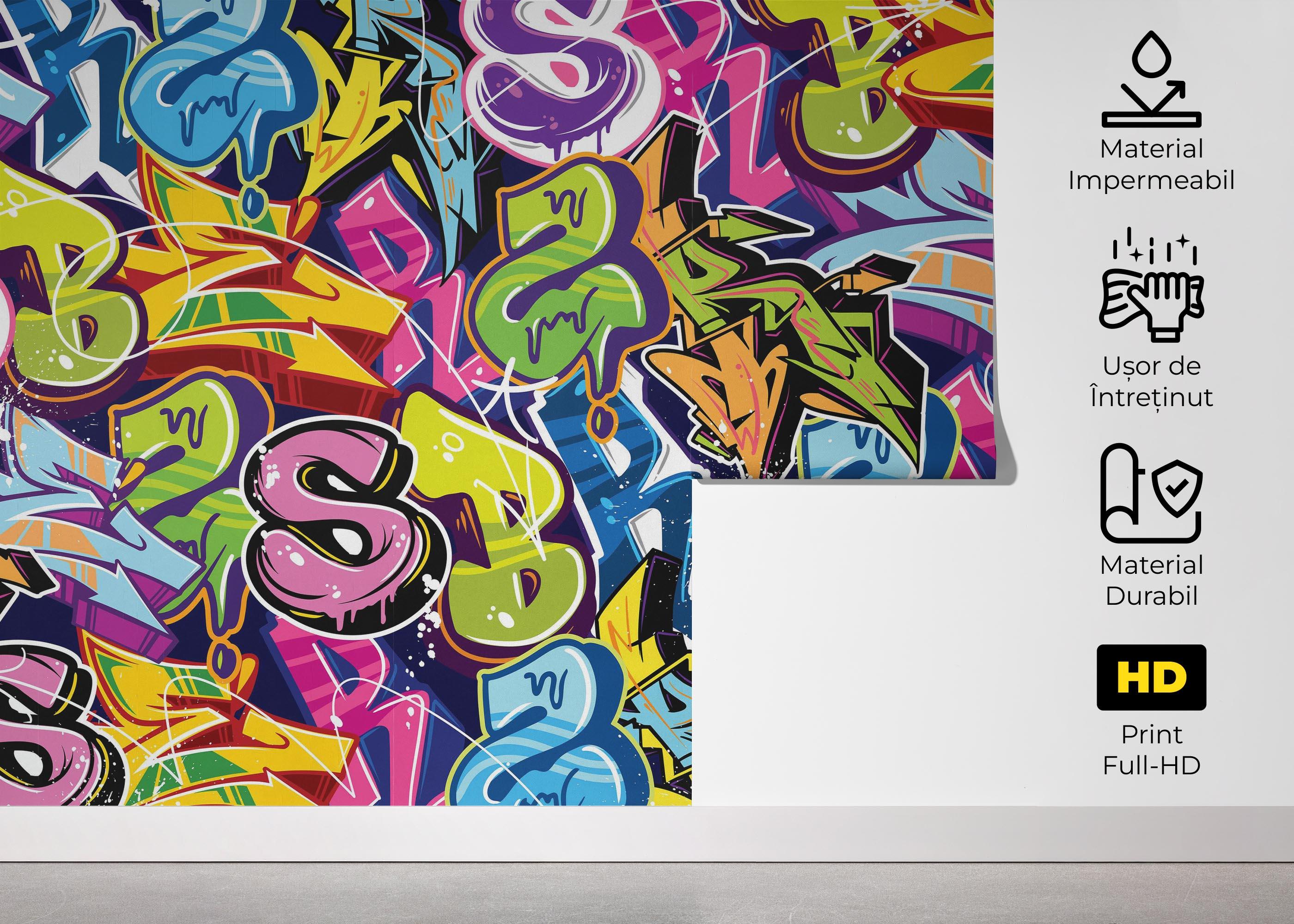 Fototapet Colorful Lettter Graffiti mockup 5