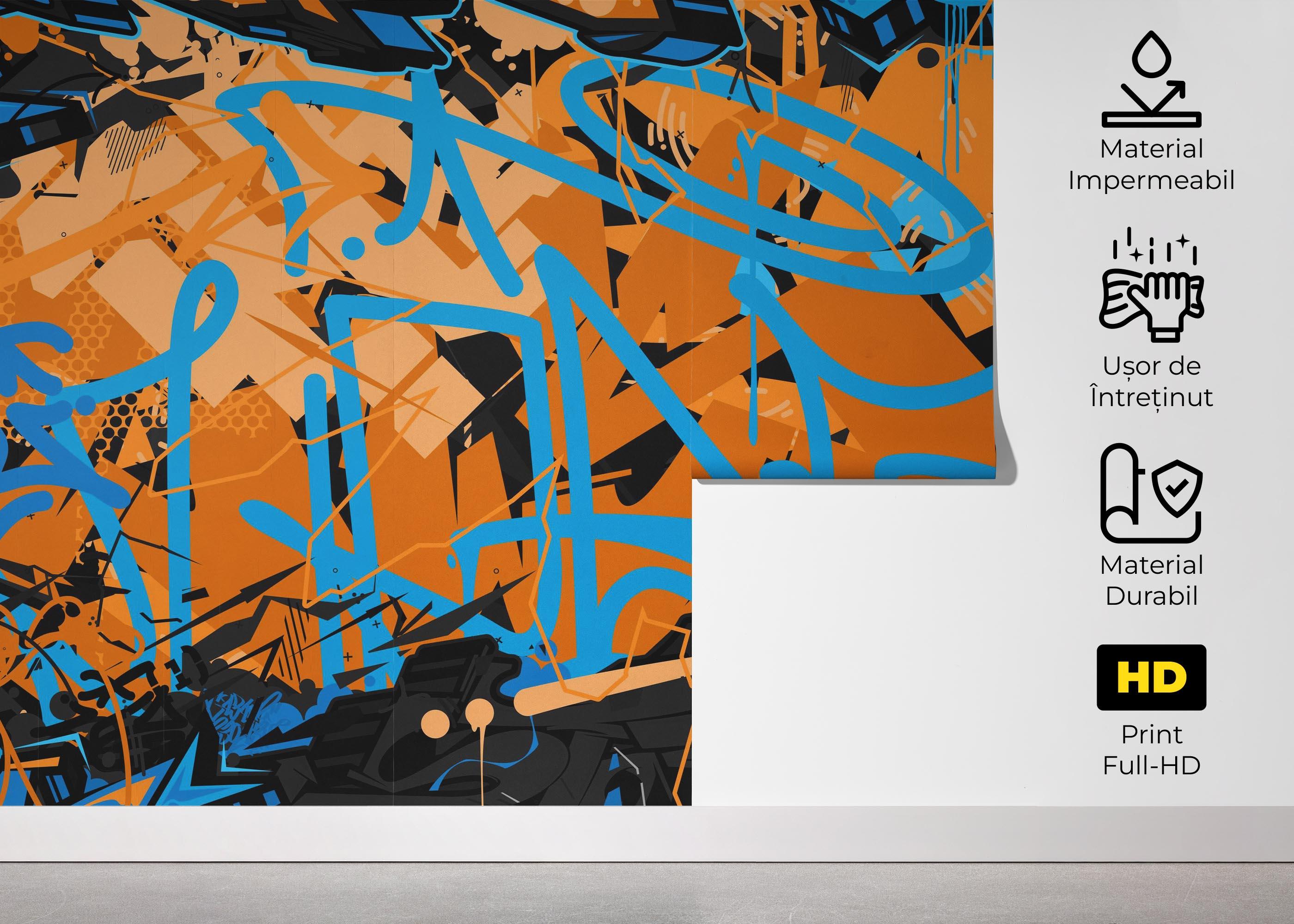 Fototapet Dark Orange Graffiti mockup 5