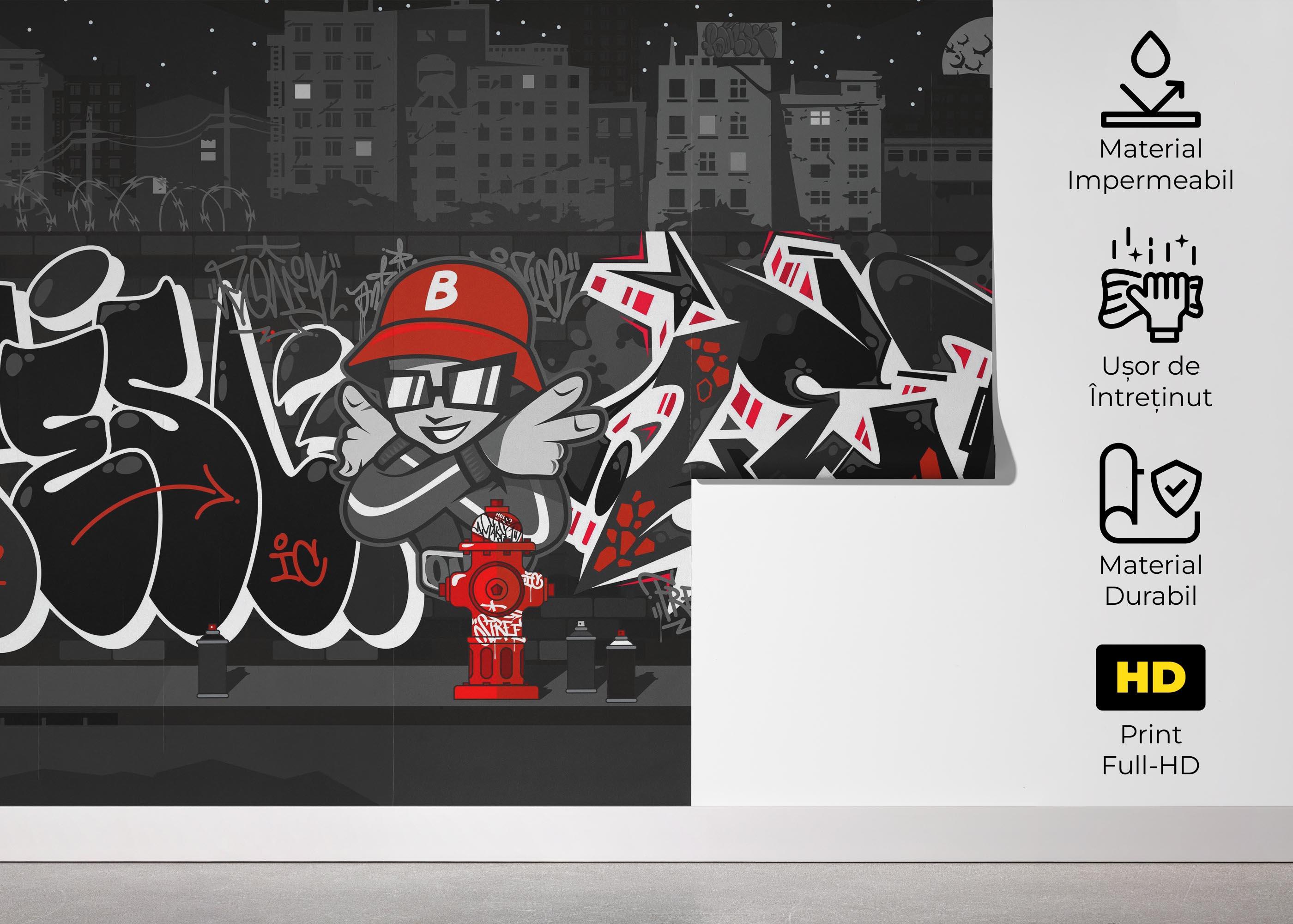 Fototapet Graffiti Grey Wall mockup 5