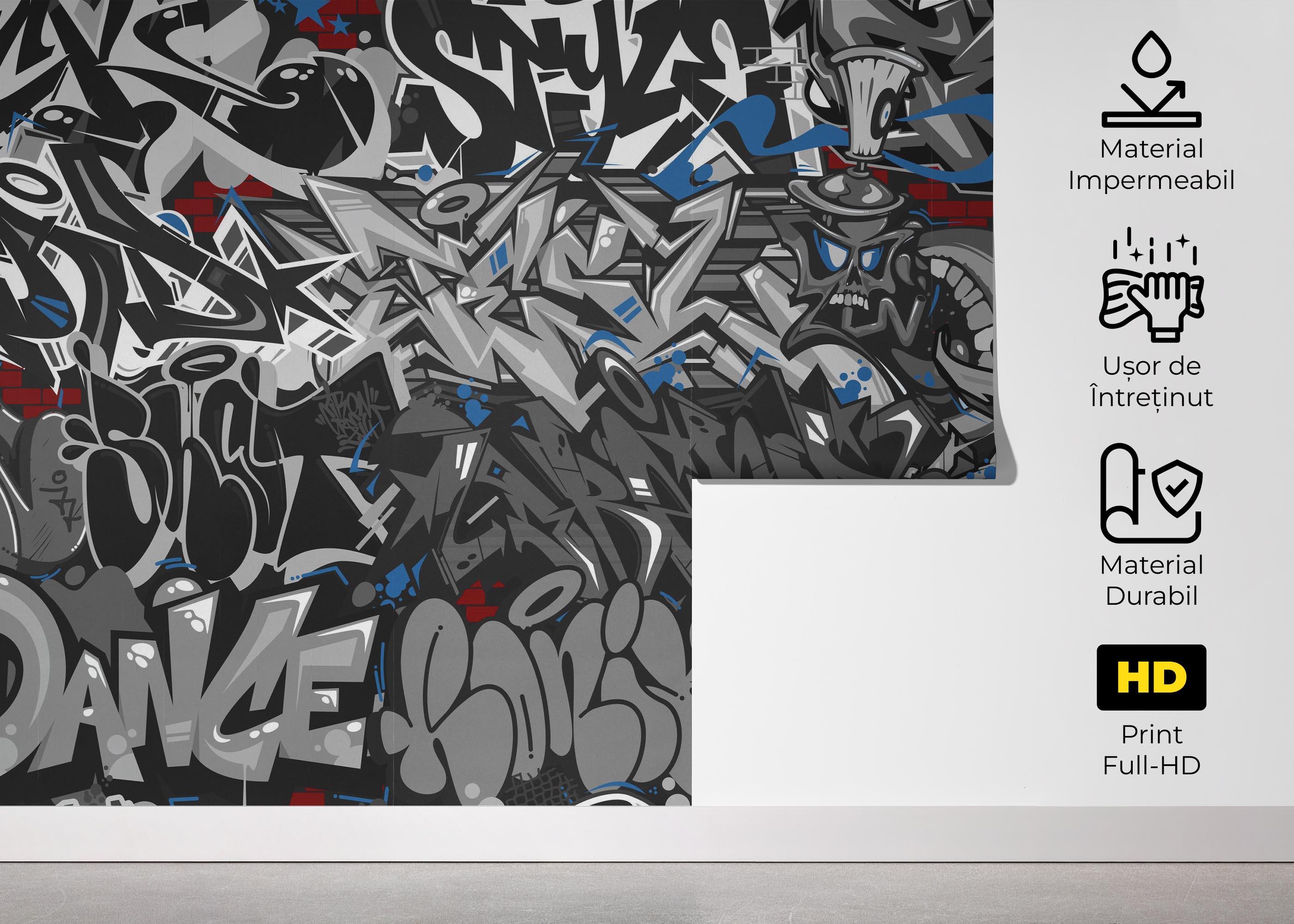 Fototapet Grey Black Graffiti mockup 5
