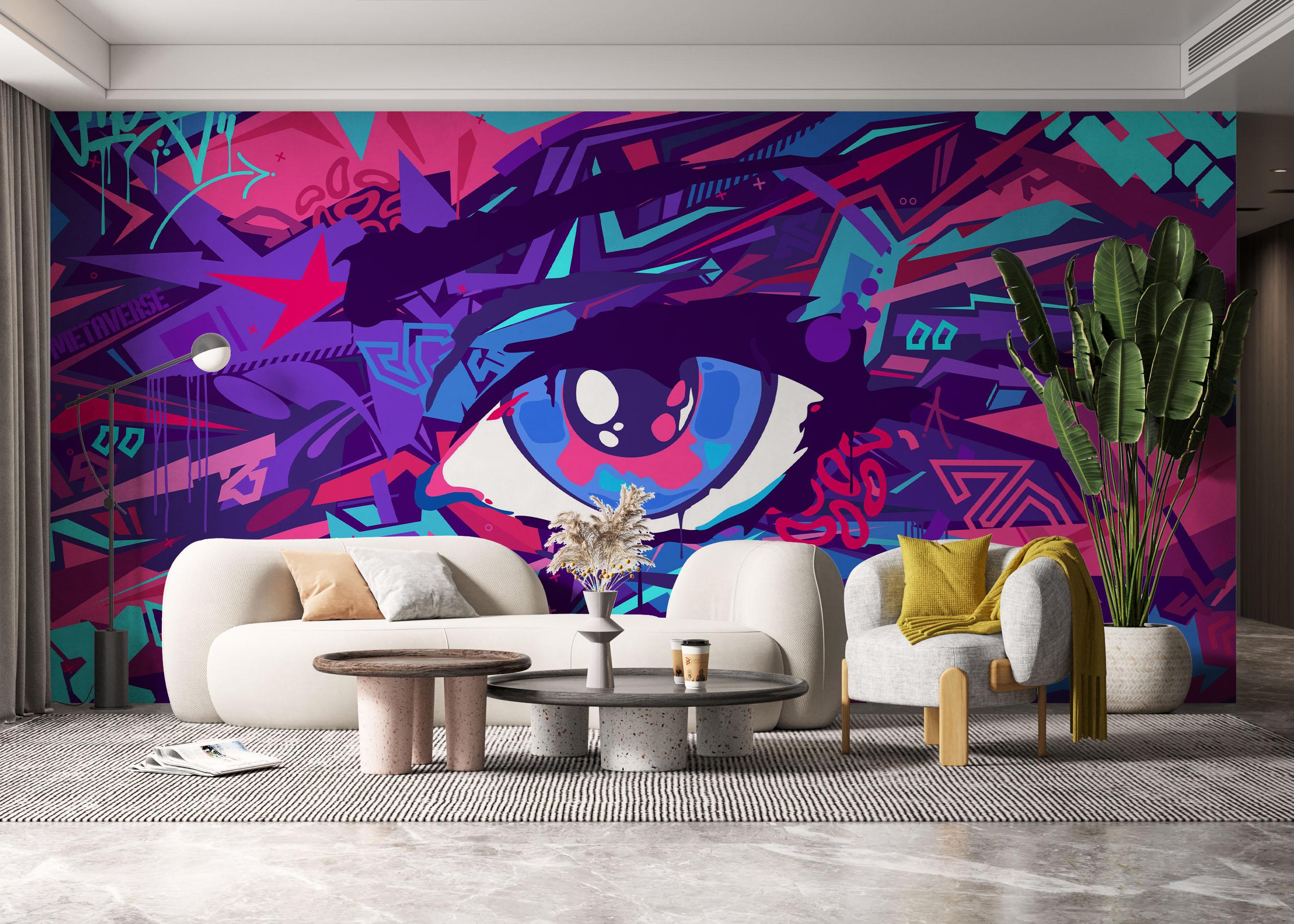 Fototapet Blue Eyes Graffiti mockup 6