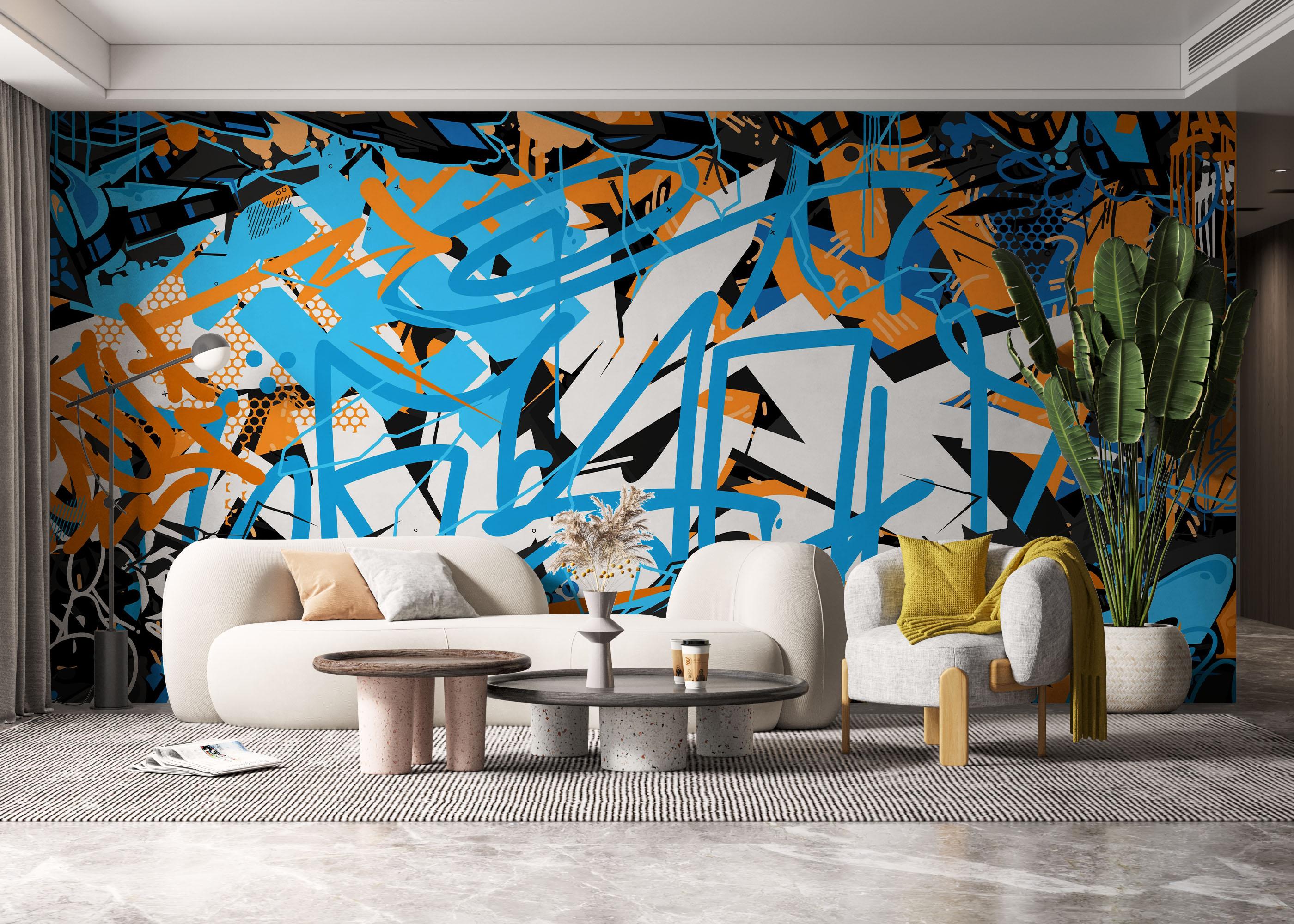 Fototapet Blue Graffiti Tag mockup 6