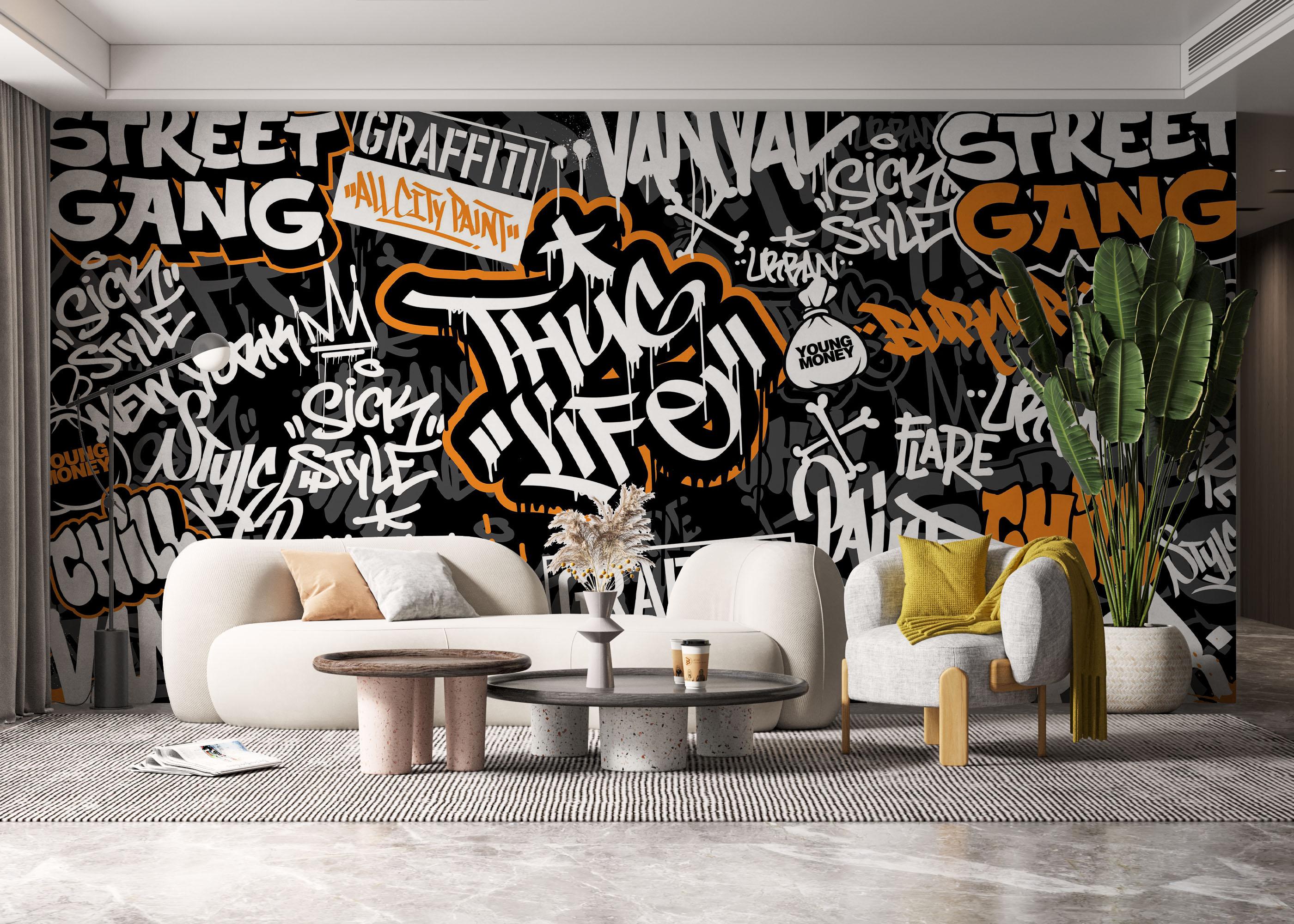 Fototapet Chill Orange Graffiti mockup 6
