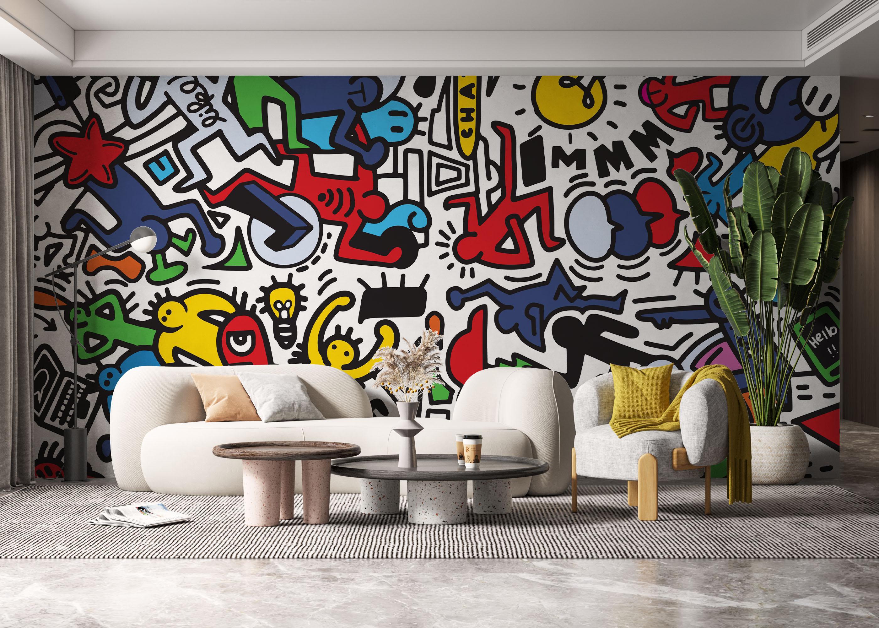 Fototapet Colorful Doodle Graffiti mockup 6