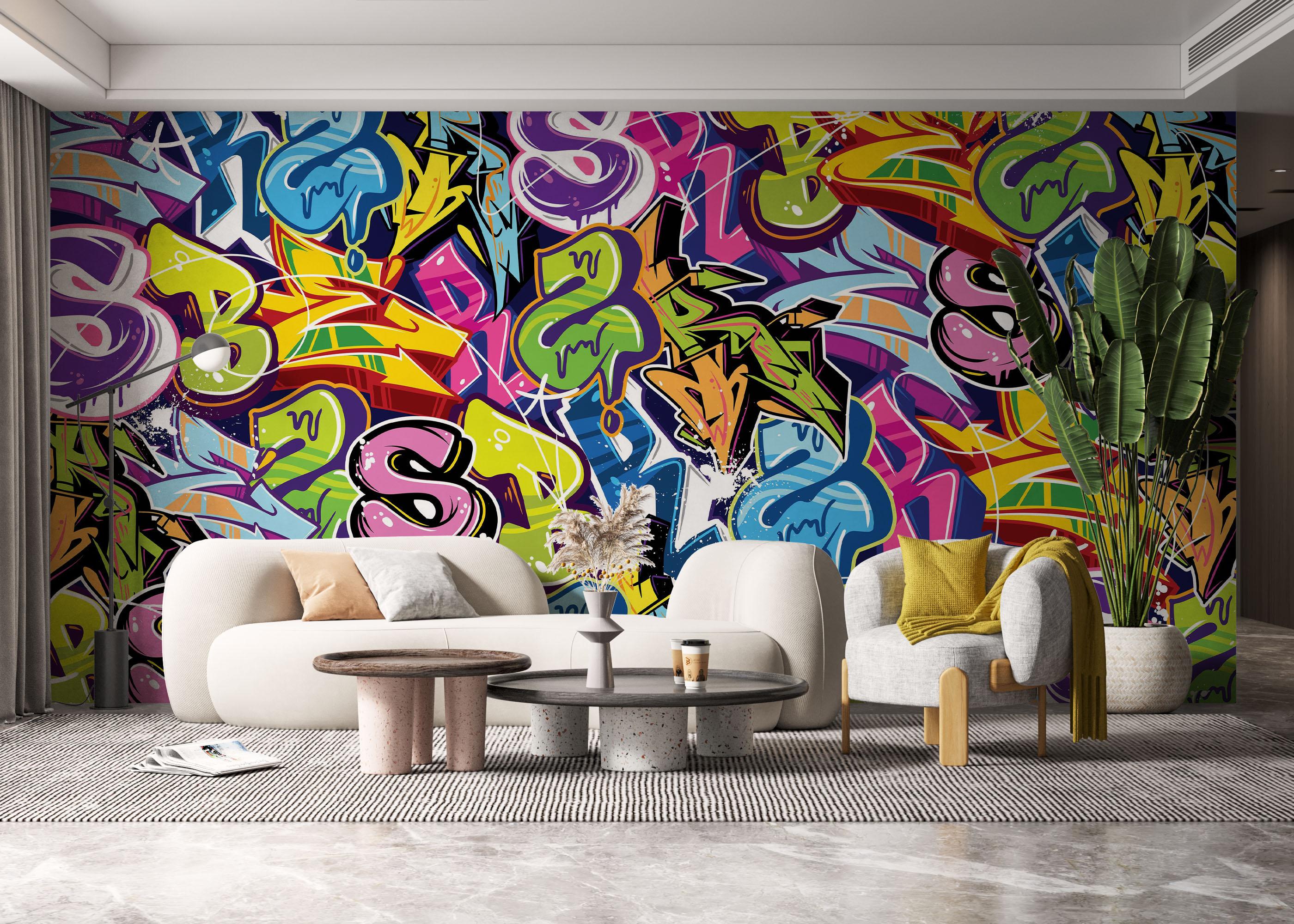 Fototapet Colorful Lettter Graffiti mockup 6