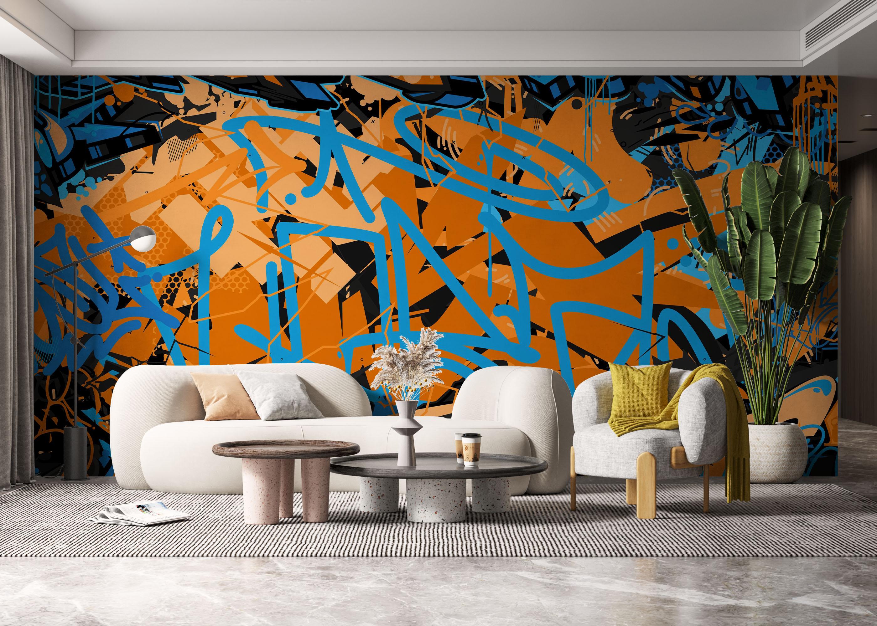 Fototapet Dark Orange Graffiti mockup 6