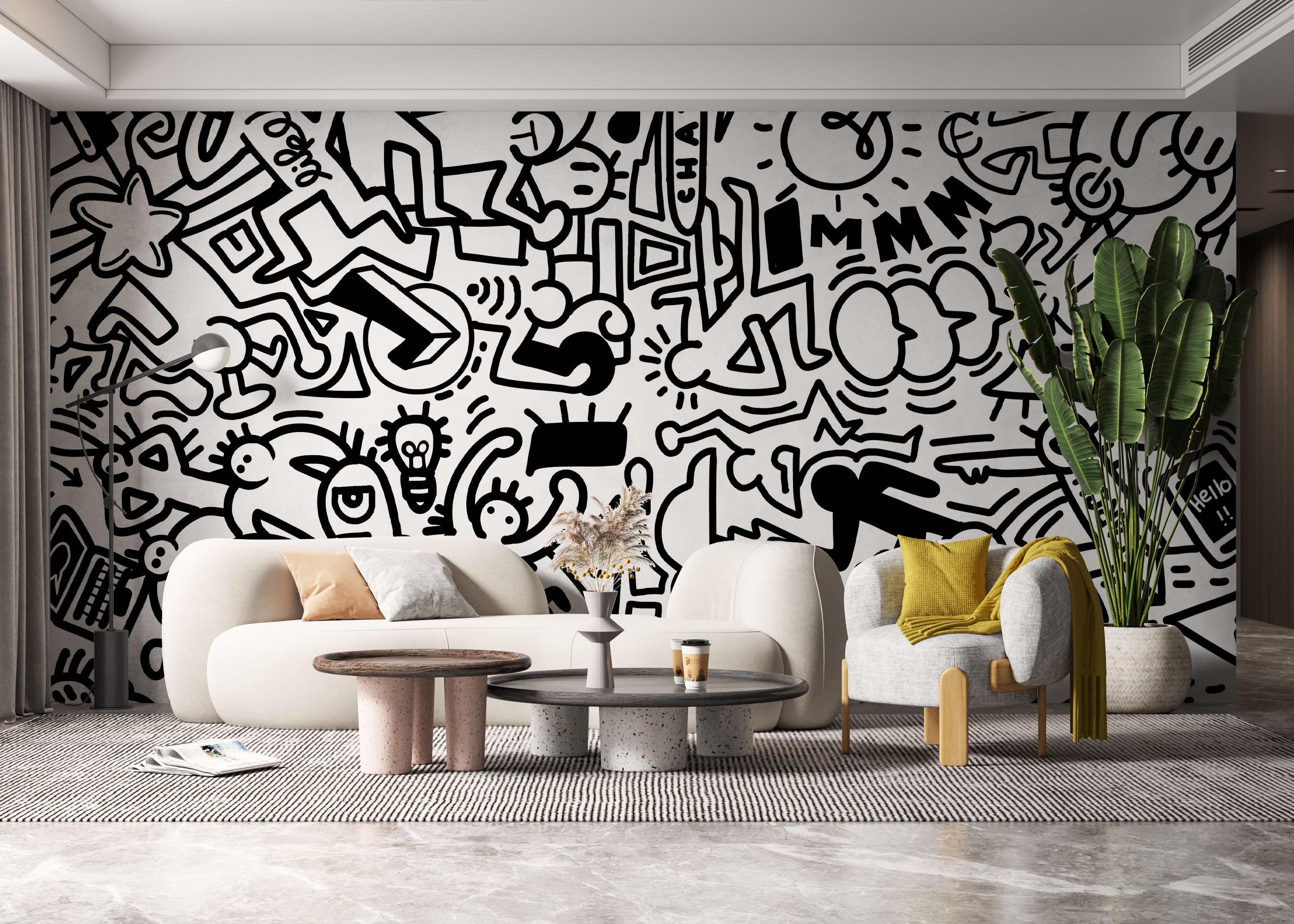 Fototapet Follow Graffiti Doodle mockup 6