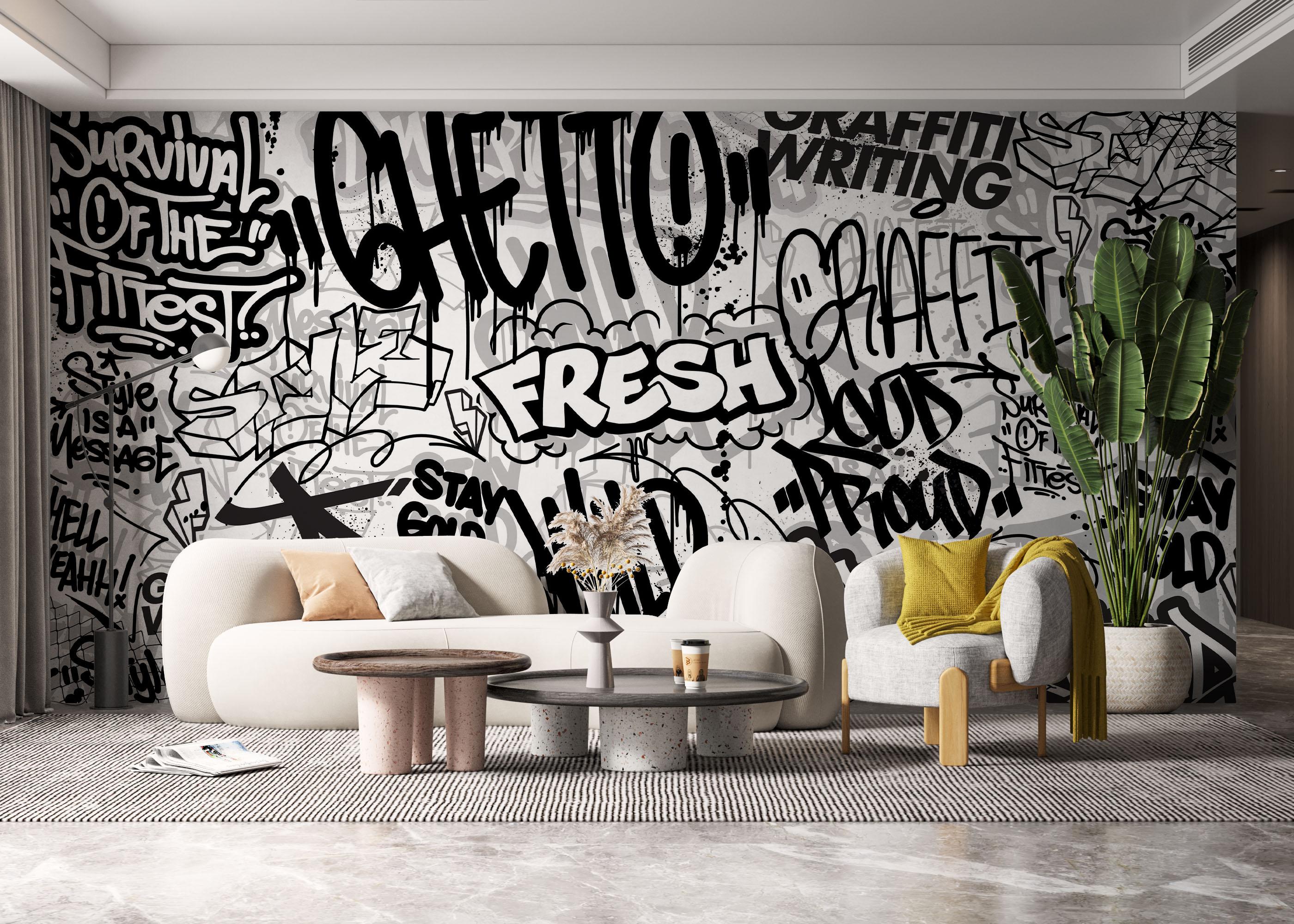 Fototapet Fresh Graffiti Art mockup 6