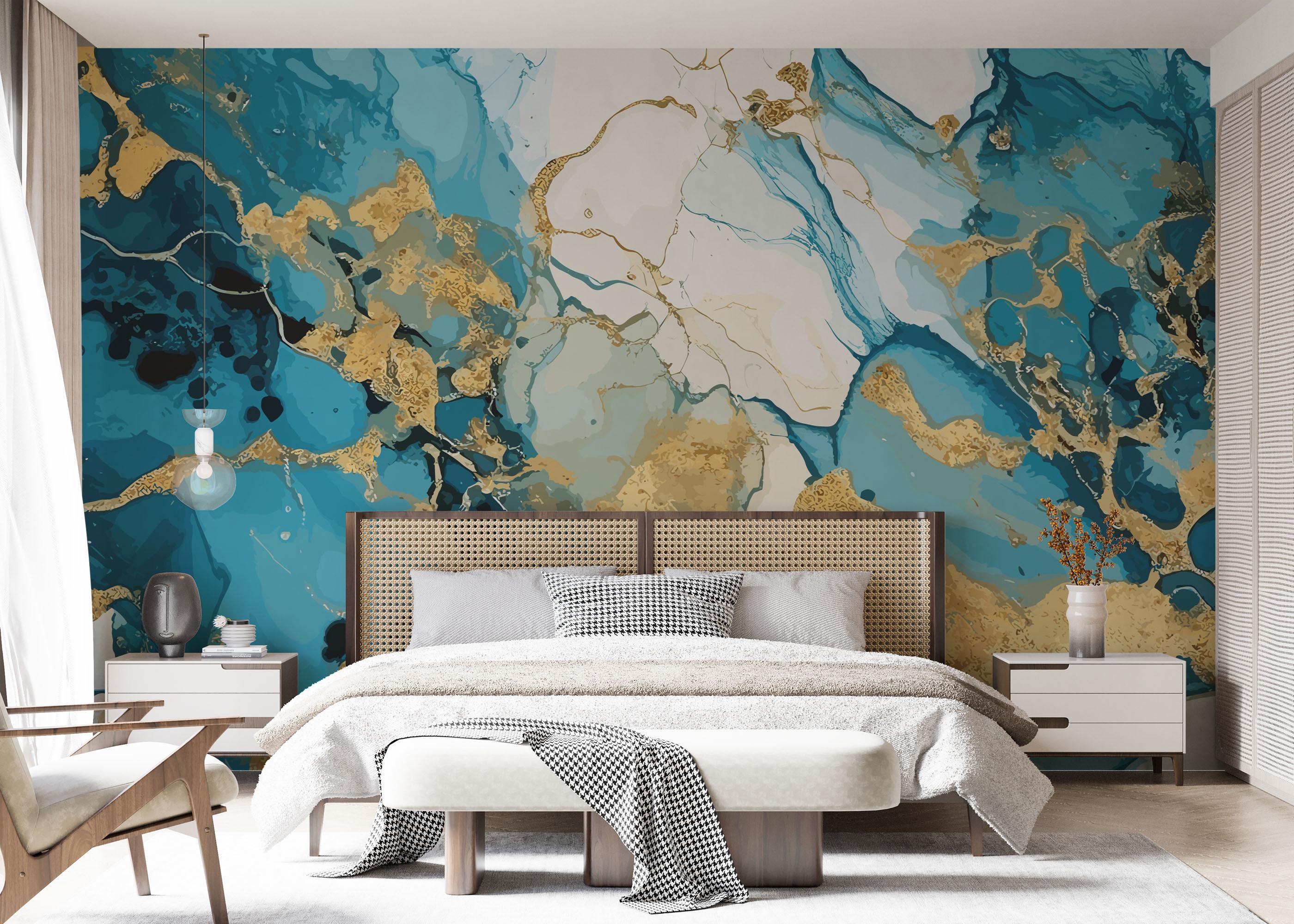 Fototapet Gold Marble Blue mockup 7