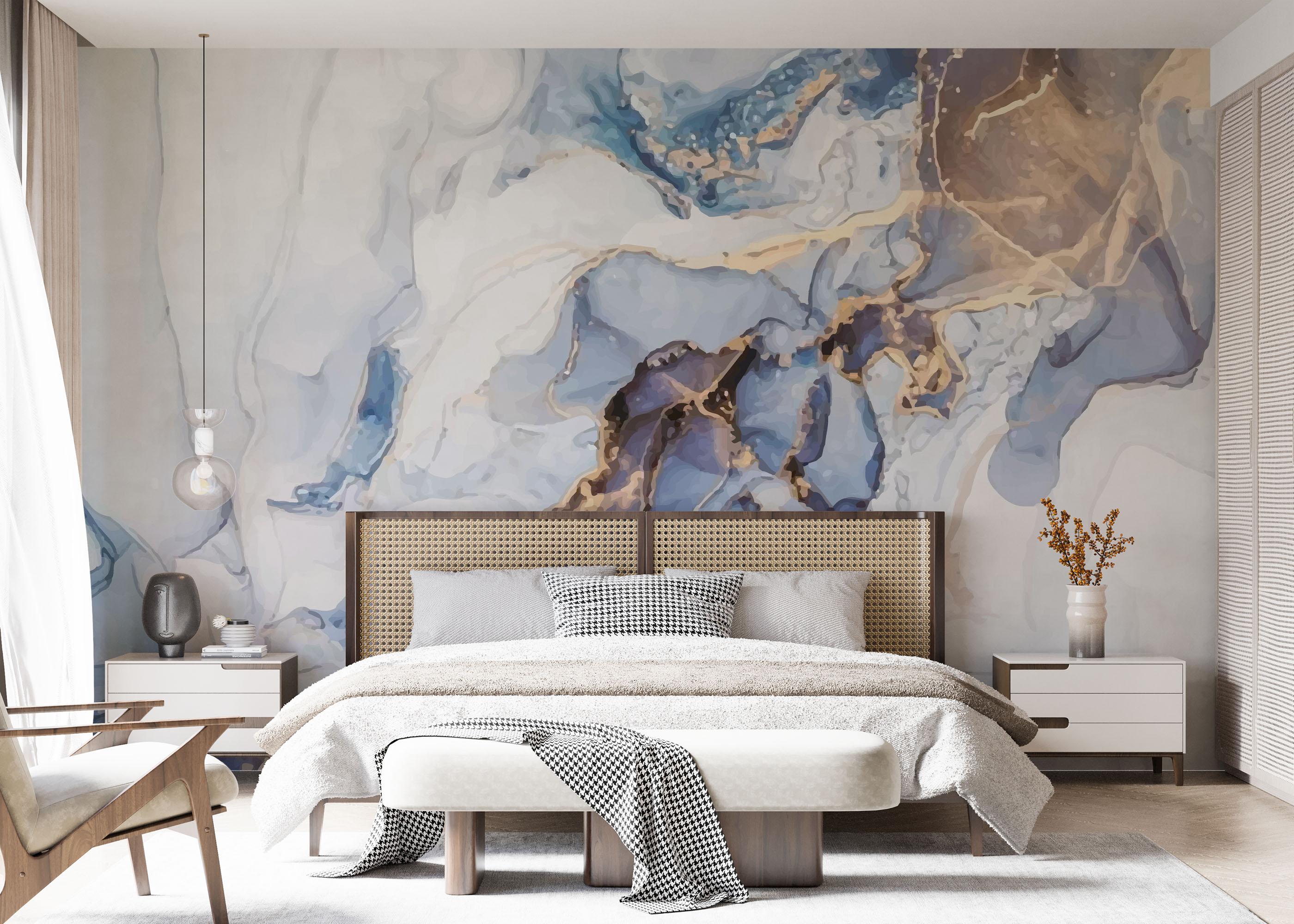 Fototapet Pastel Blue Marble mockup 7