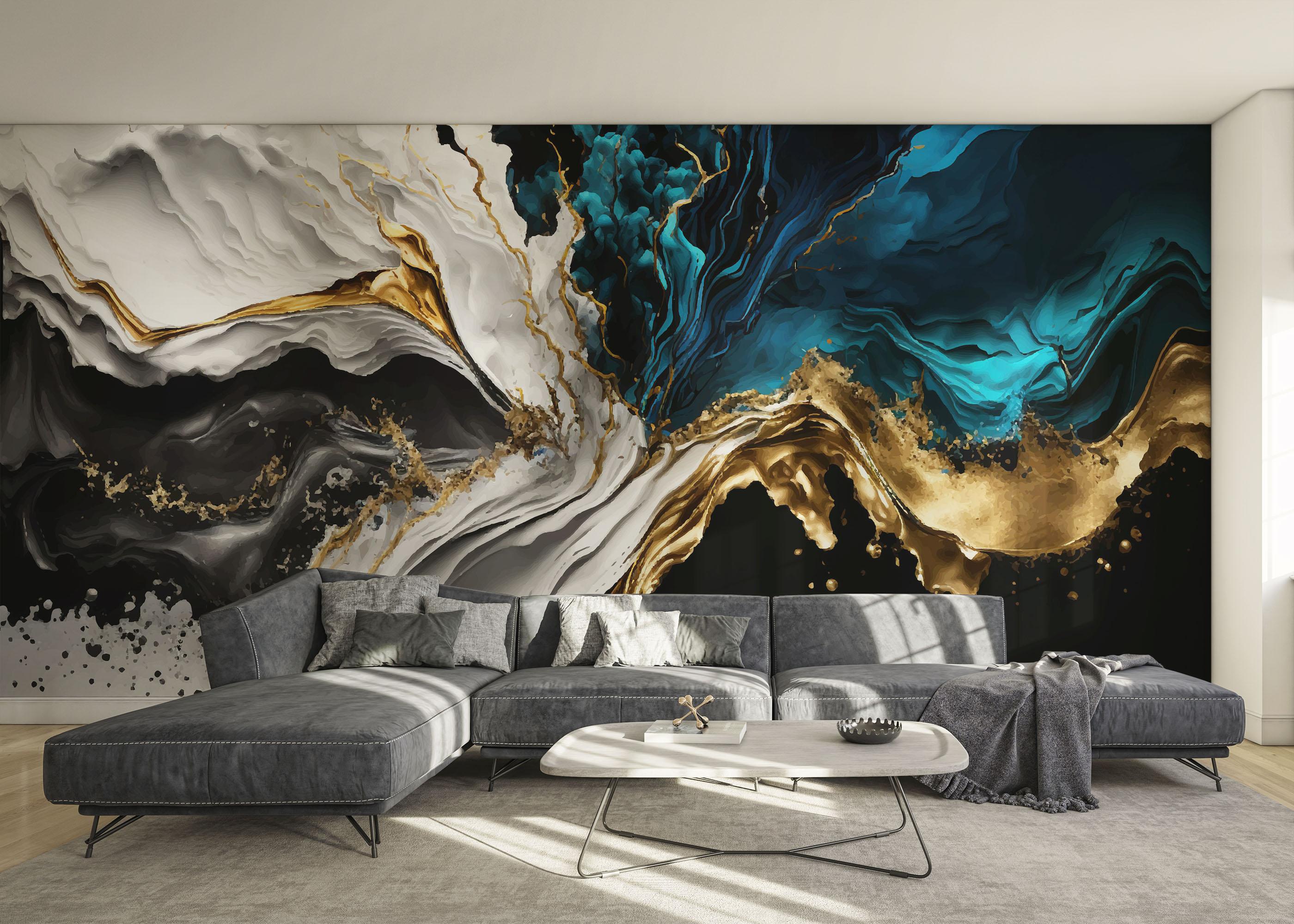 Fototapet Blue Splash Marble mockup 0