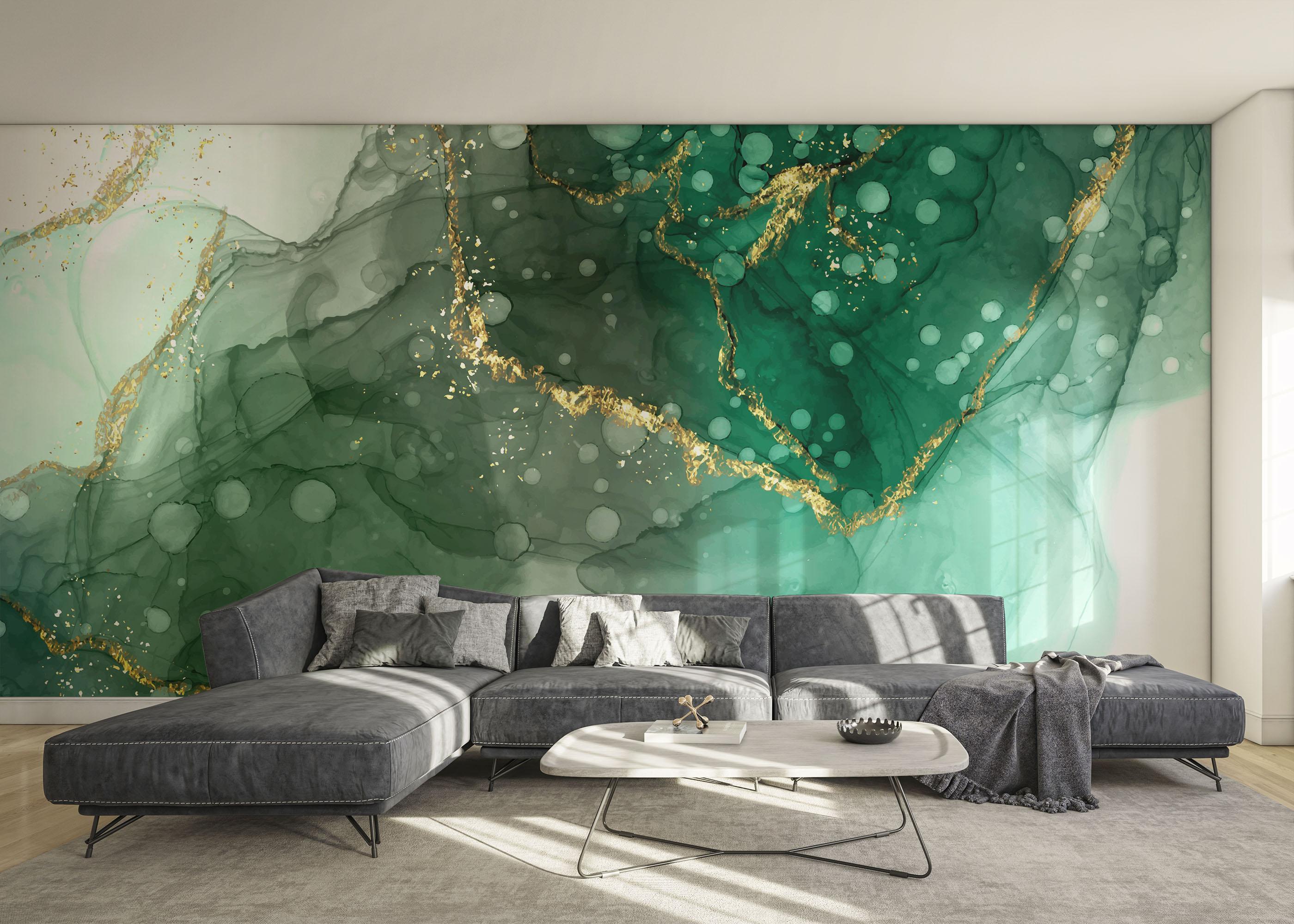 Fototapet Green Circle Marble mockup 0