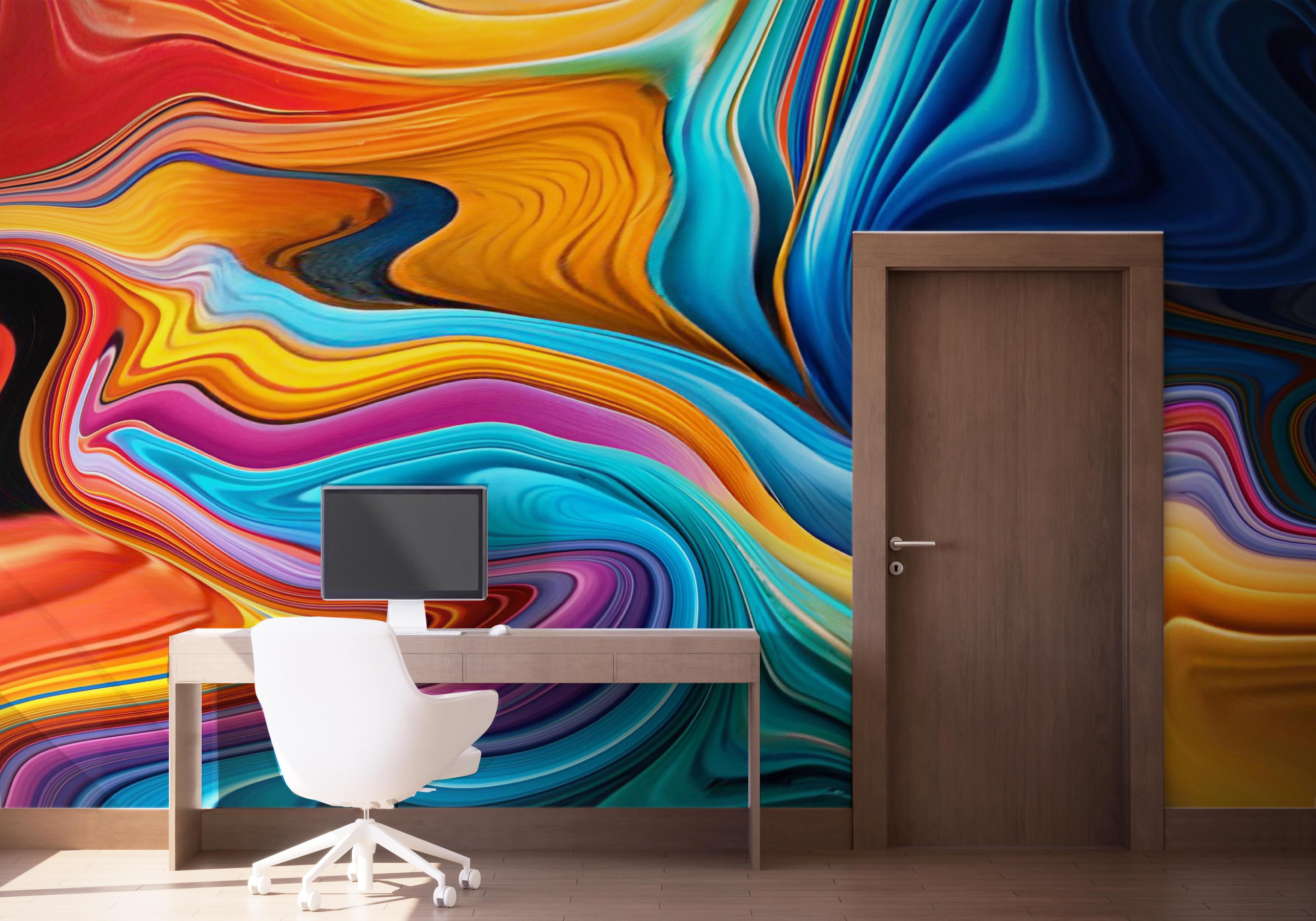 Fototapet Colorful Liquid Marble mockup 1