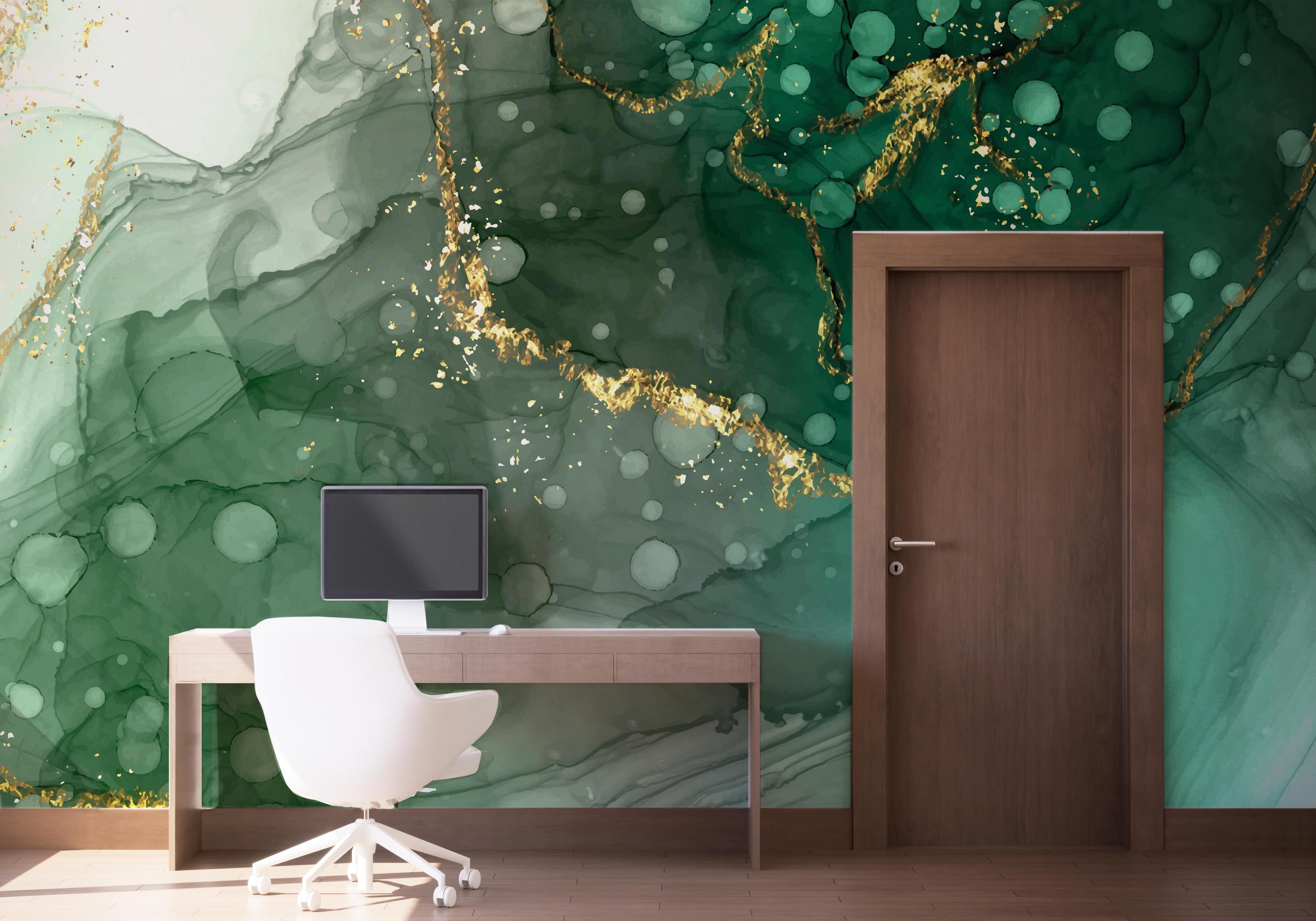 Fototapet Green Circle Marble mockup 1